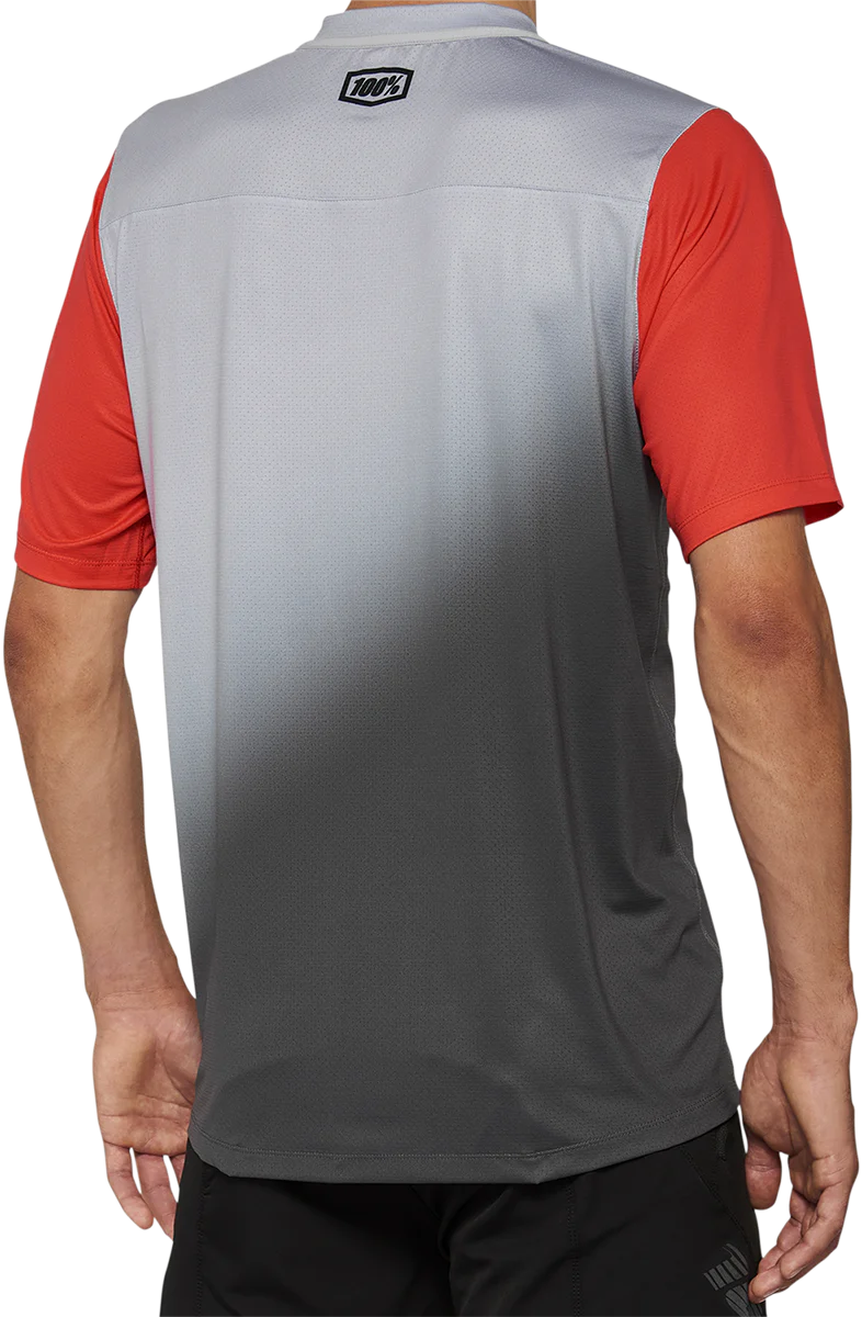 100% Celium Short-Sleeve Jersey - Gray/Racer Red - Large 40011-00012 - Image 2