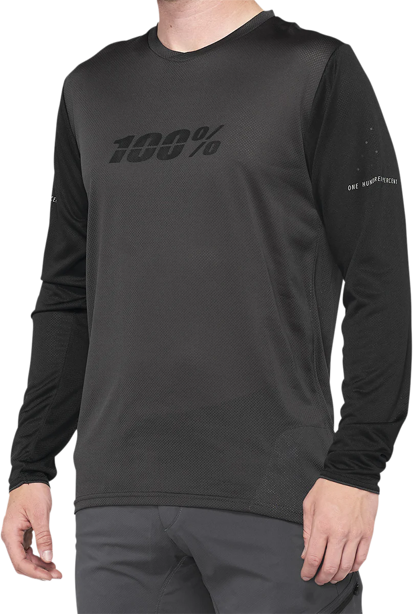 100% Ridecamp Long-Sleeve Jersey - Black/Charcoal - Medium 40028-00001 - Image 3