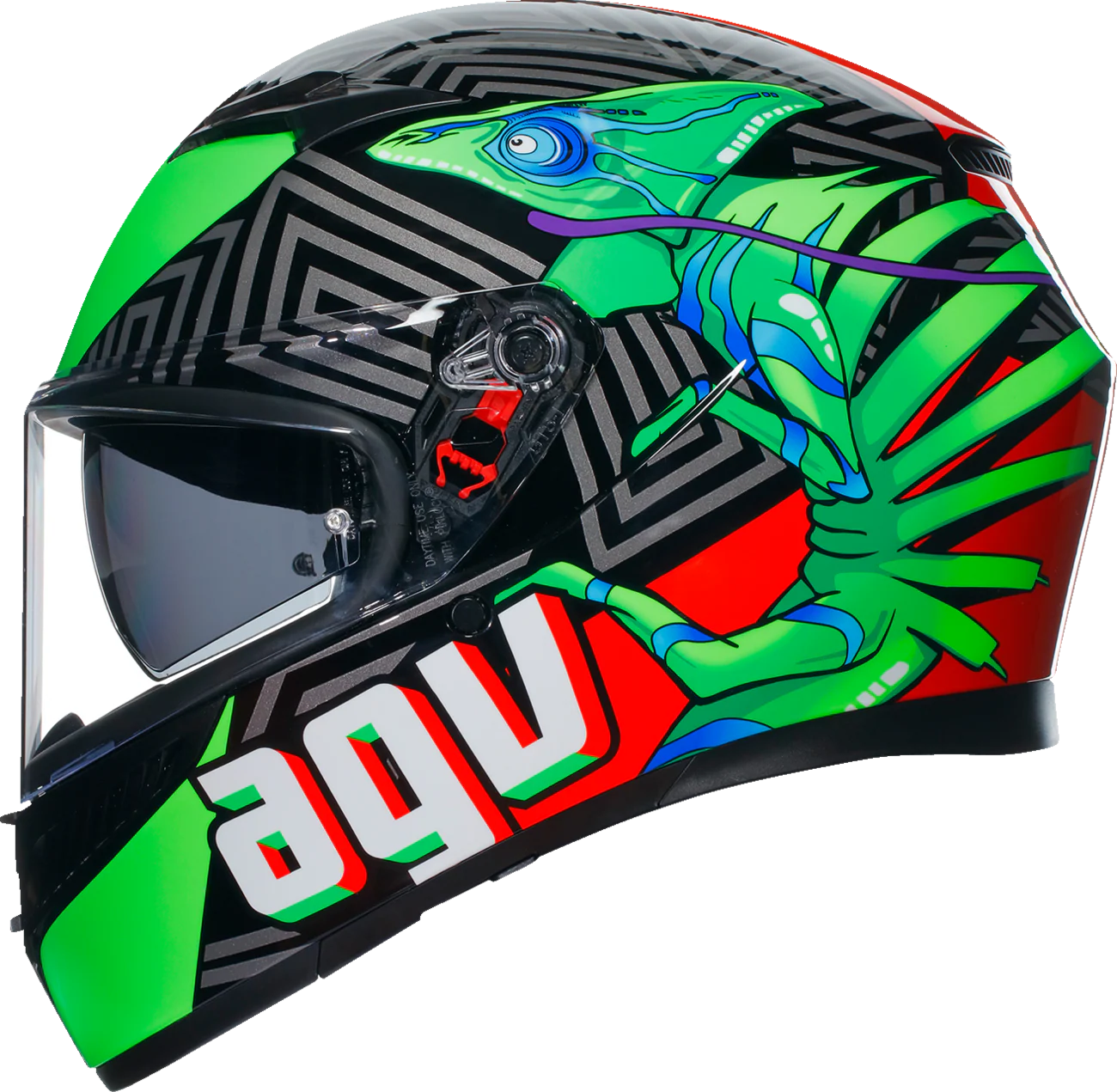 AGV K3 Helmet - Kamaleon - Black/Red/Green - Small 2118381004013S - Image 5