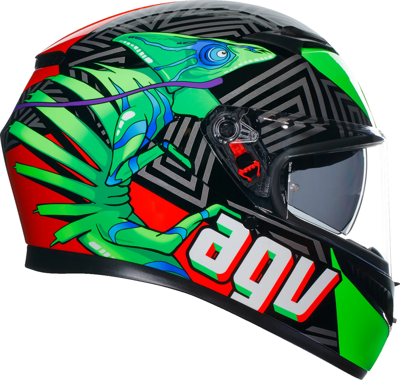 AGV K3 Helmet - Kamaleon - Black/Red/Green - Small 2118381004013S - Image 7