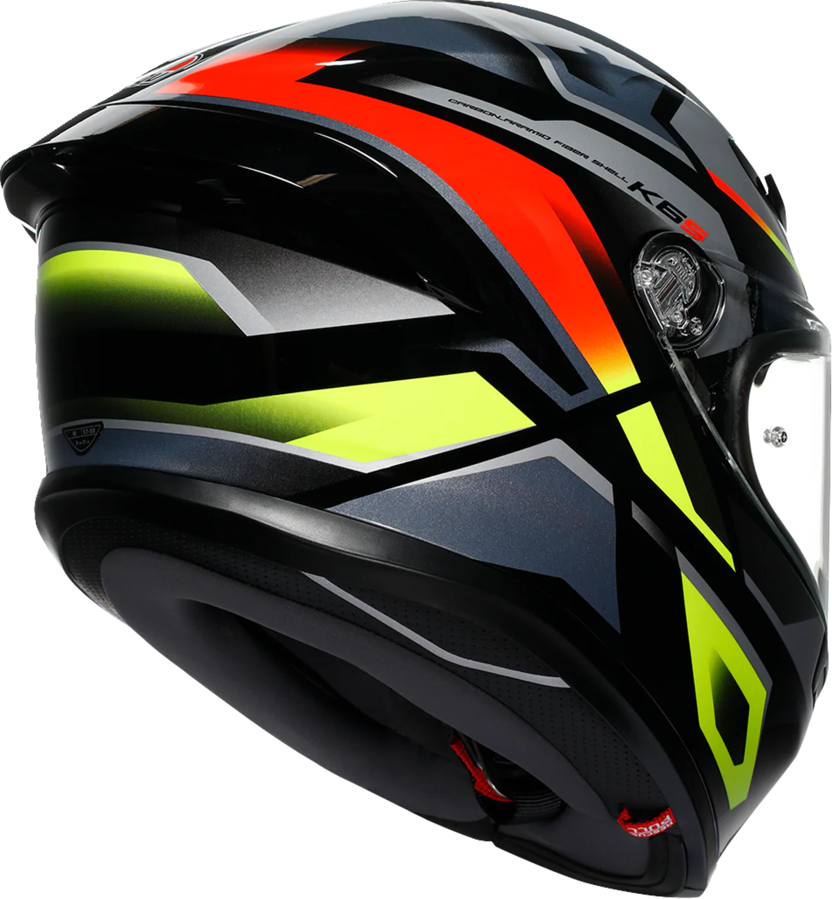 AGV K6 S Helmet - Erazer - Black/Red/Yellow Fluo - Large 2118395002-026-L - Image 3