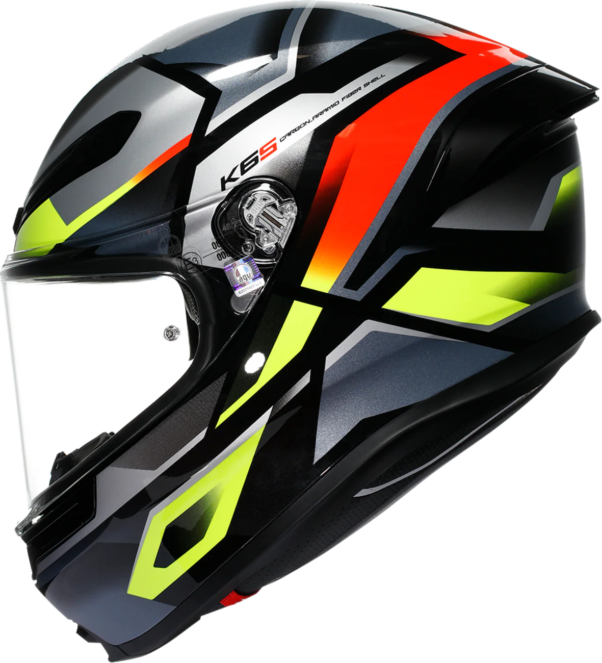 AGV K6 S Helmet - Erazer - Black/Red/Yellow Fluo - Small 2118395002-026-S - Image 5