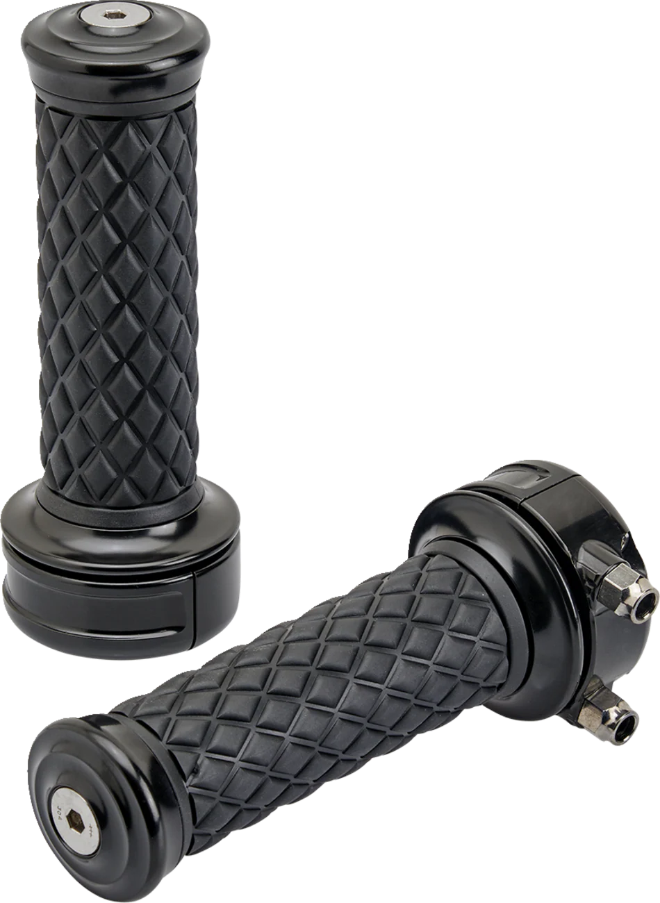 BILTWELL Alumicore Grips - Custom - Black 6606-201-01