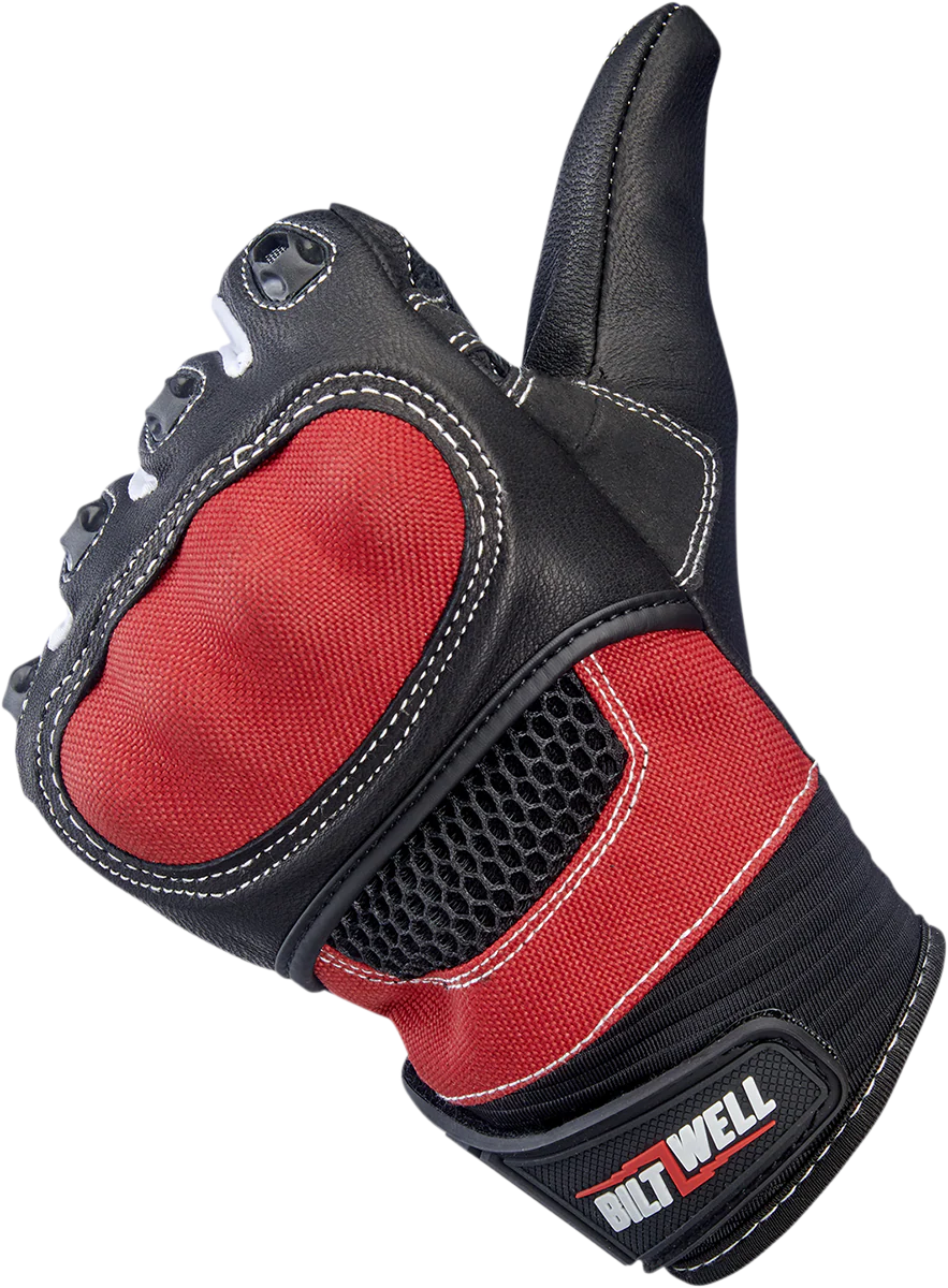 BILTWELL Bridgeport Gloves - Red - XS 1509-0801-301 - Image 8