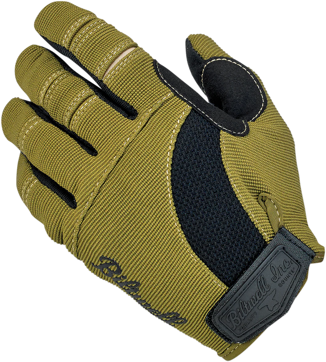 BILTWELL Moto Gloves - Olive/Black - Small 1501-0309-002 - Image 3