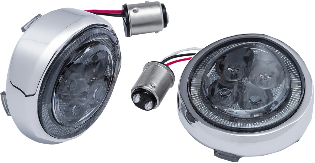 CIRO Turn Signal Insert - Red LED - Smoke Lens - Chrome 45601
