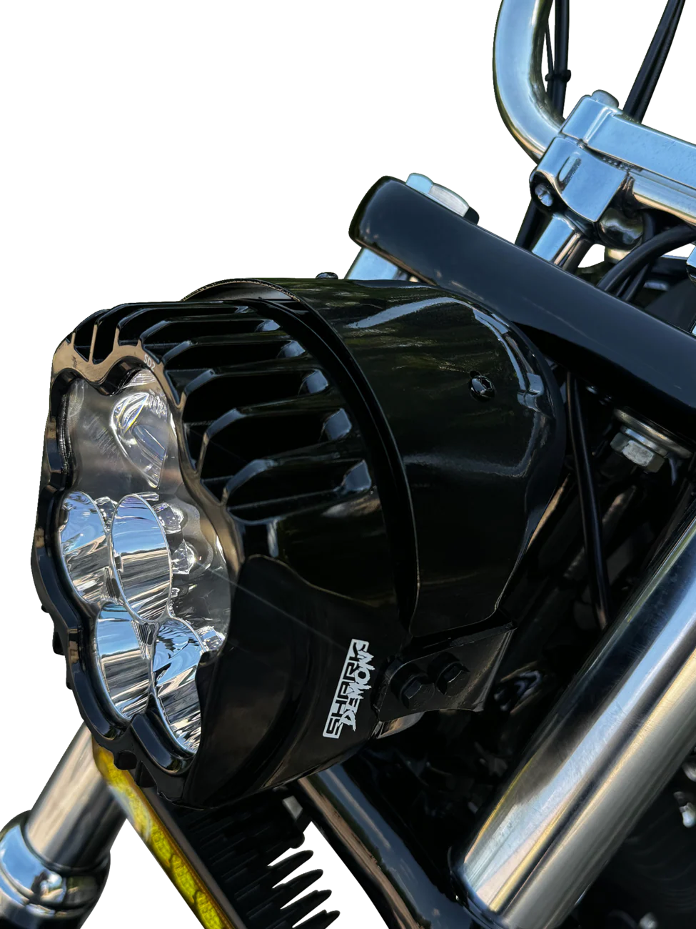 CUSTOM DYNAMICS LED Headlight - Shark Demon? - Pedestal Mount SD2-PM-W