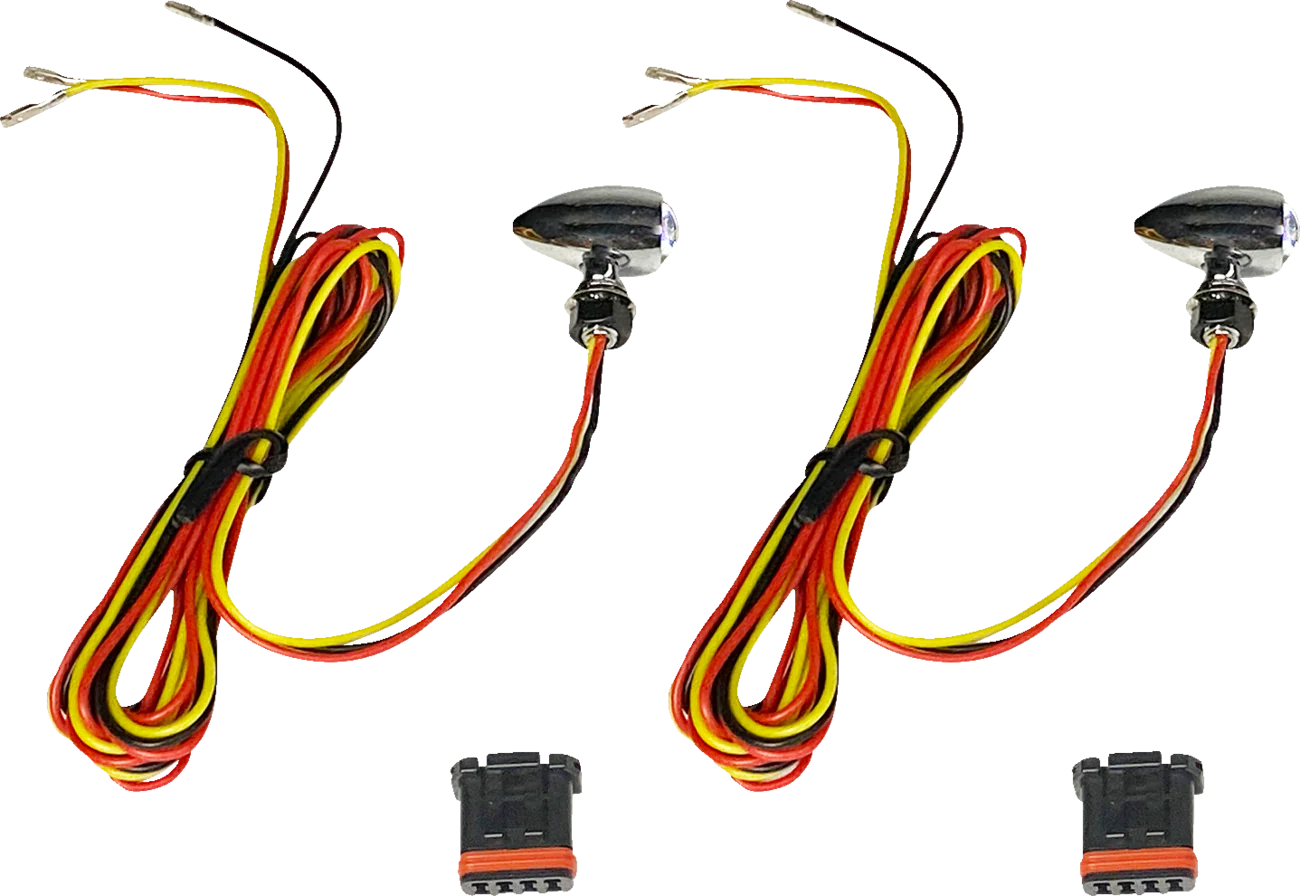 CUSTOM DYNAMICS Micro Bullet Turn Signals - LED - Amber/Red- Chrome CD-MICRO-AR2-C