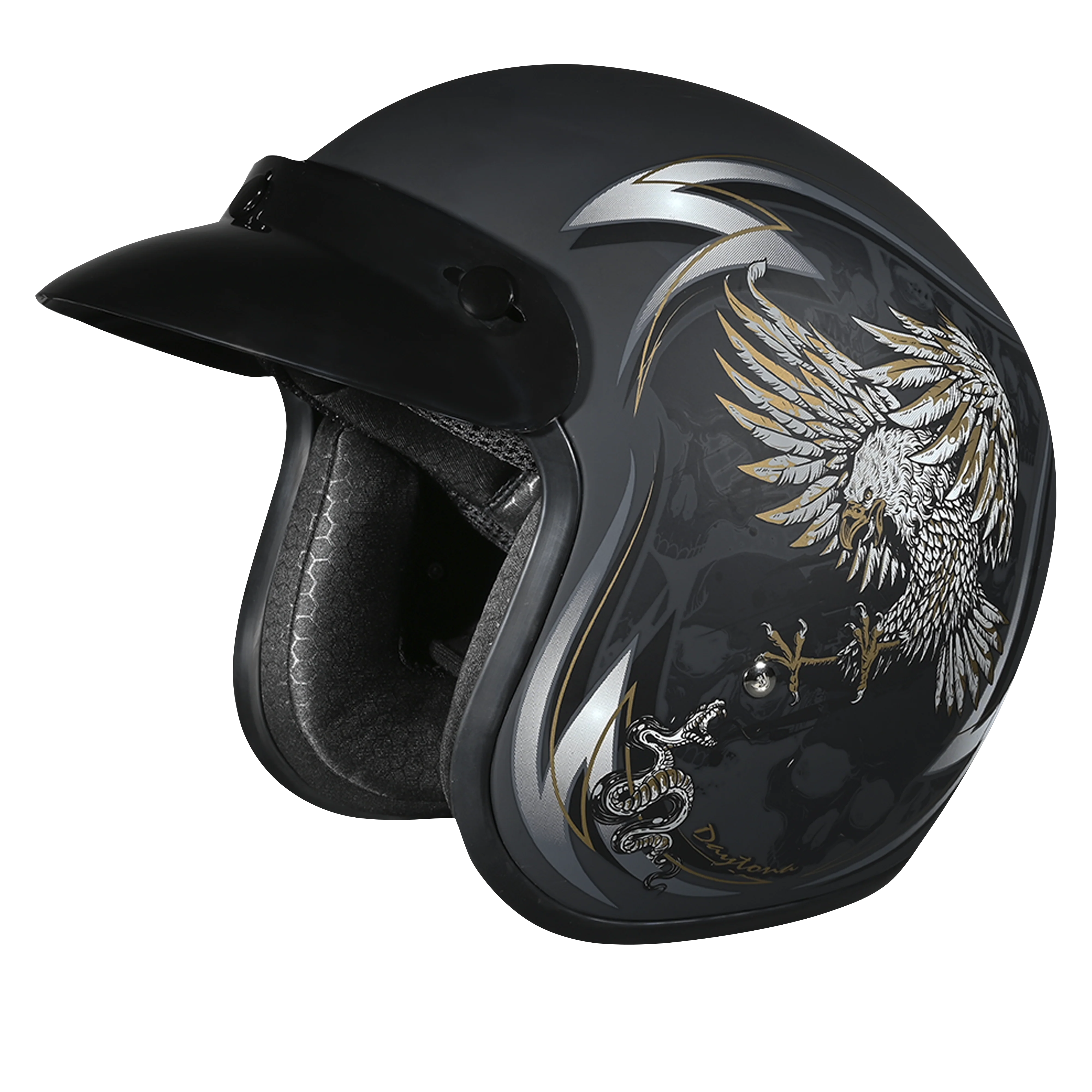 DOT Approved Daytona Cruiser Open Face Motorcycle Helmet - Men, Women & Youth - With Visor & Graphics - W/ Wild Soul