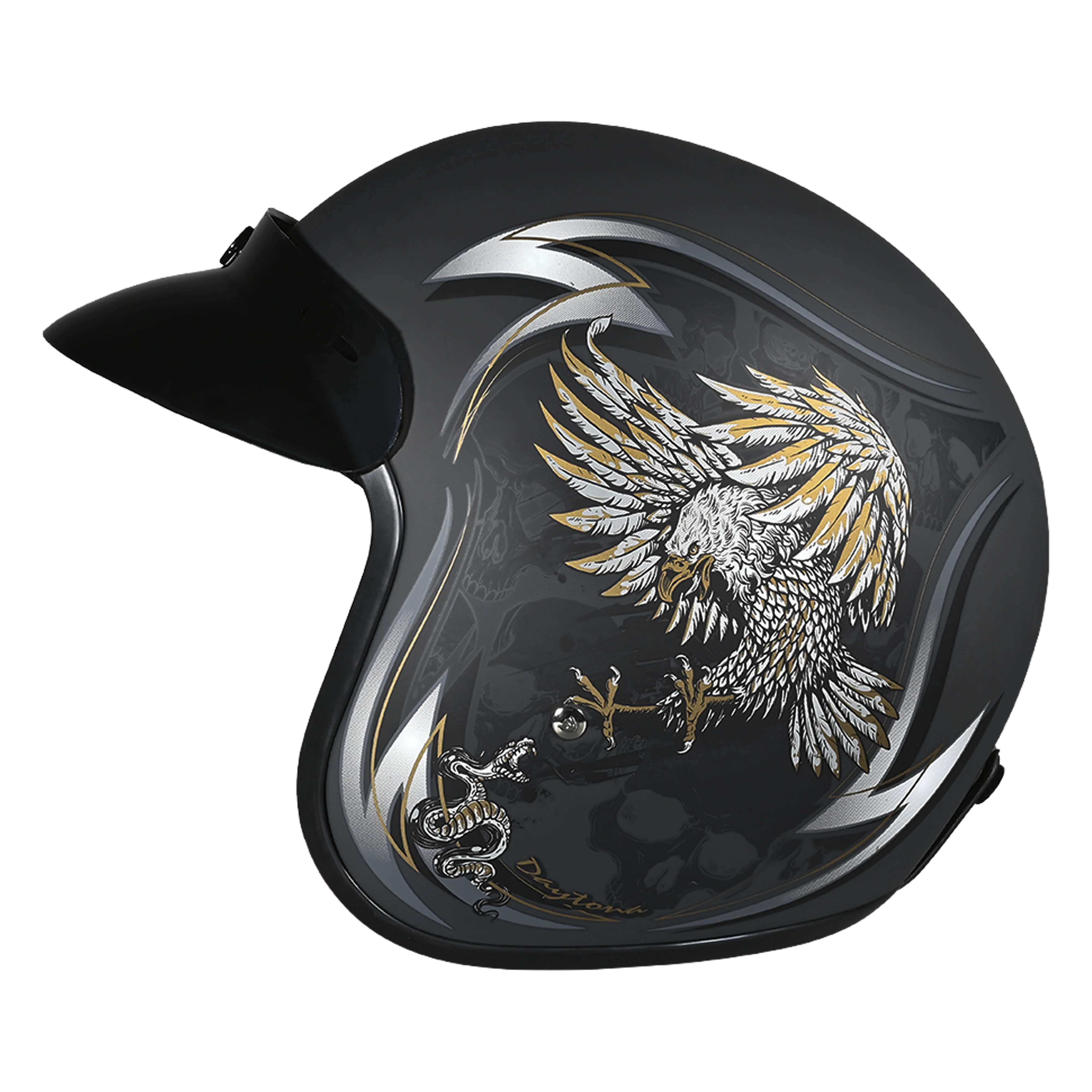 DOT Approved Daytona Cruiser Open Face Motorcycle Helmet - Men, Women & Youth - With Visor & Graphics - W/ Wild Soul - Image 5