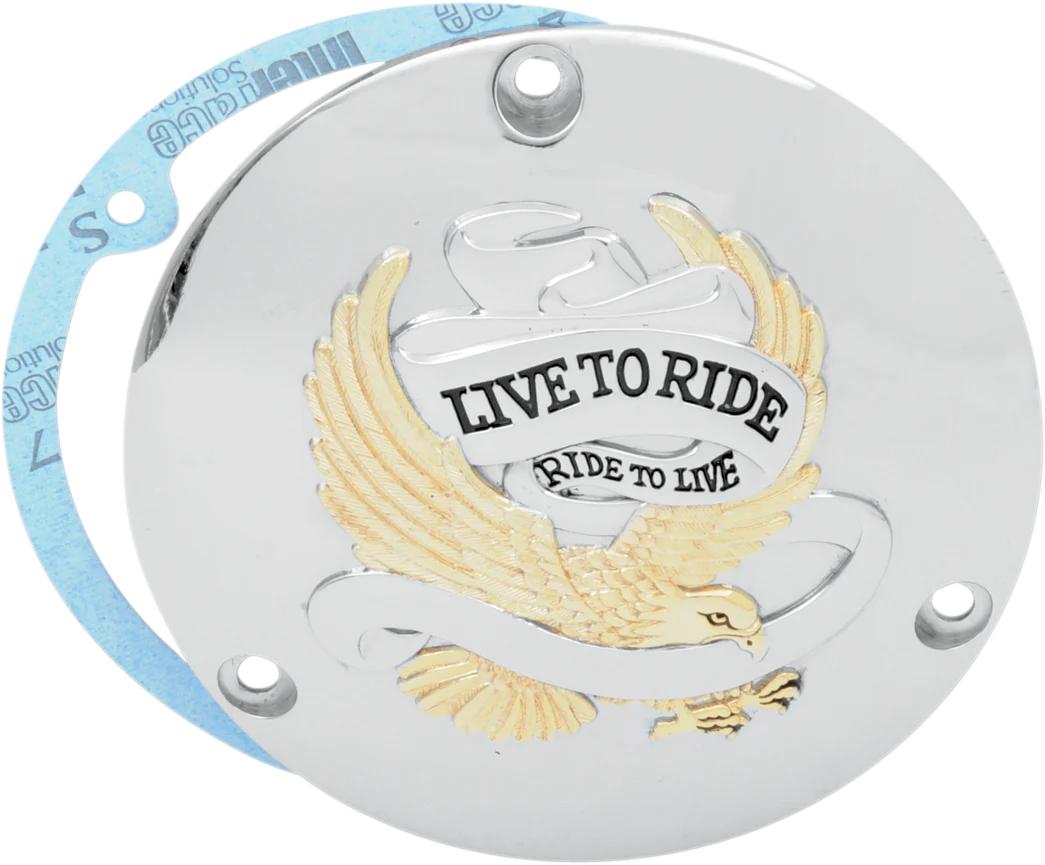 DRAG SPECIALTIES Live to Ride Derby Cover - 3 Hole - Gold 33-0010DA