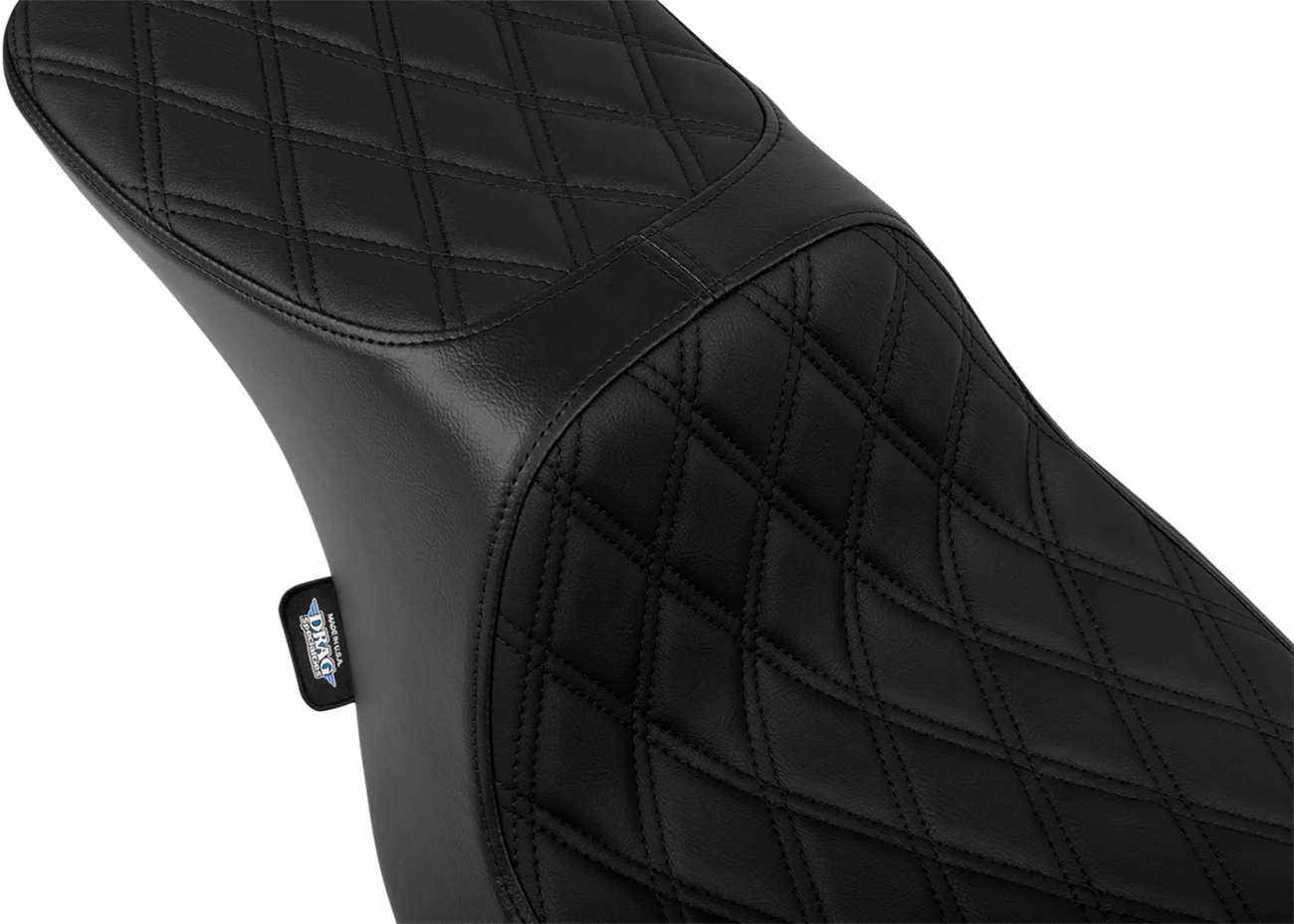 DRAG SPECIALTIES Predator 2-Up Seat - Vinyl - Double Diamond Black Stitch - FLTR/FLHX '23-'24 - Part 4692B - Image 2