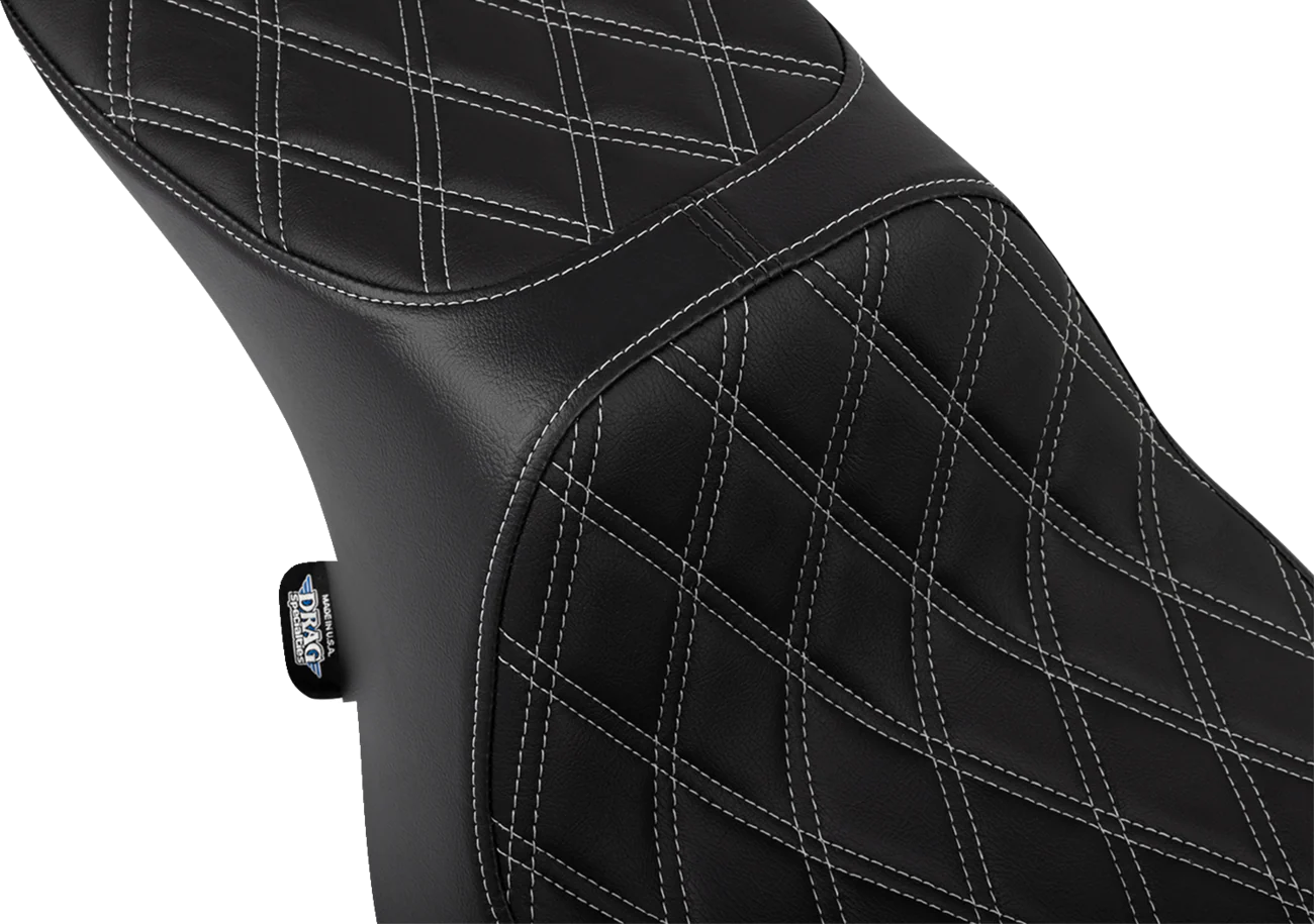 DRAG SPECIALTIES Predator 2-Up Seat - Vinyl - Double Diamond Silver Stitch - FLTR/FLHX '23-'24 4692C - Image 2
