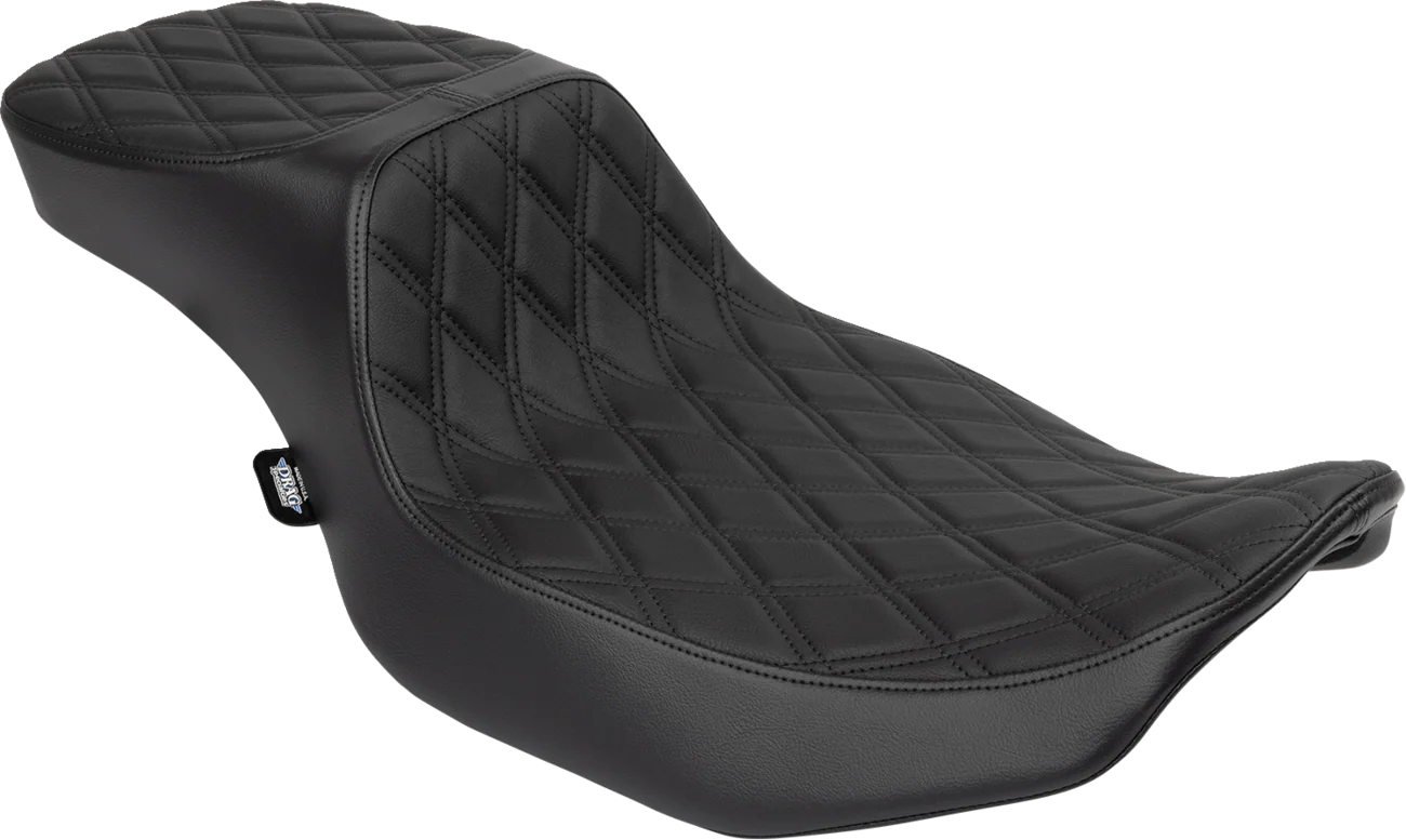 DRAG SPECIALTIES Predator III 2-Up Seat - Extended Reach - Vinyl - Black Double Diamond Stitch - FLHX/FLTR '23-'24 N