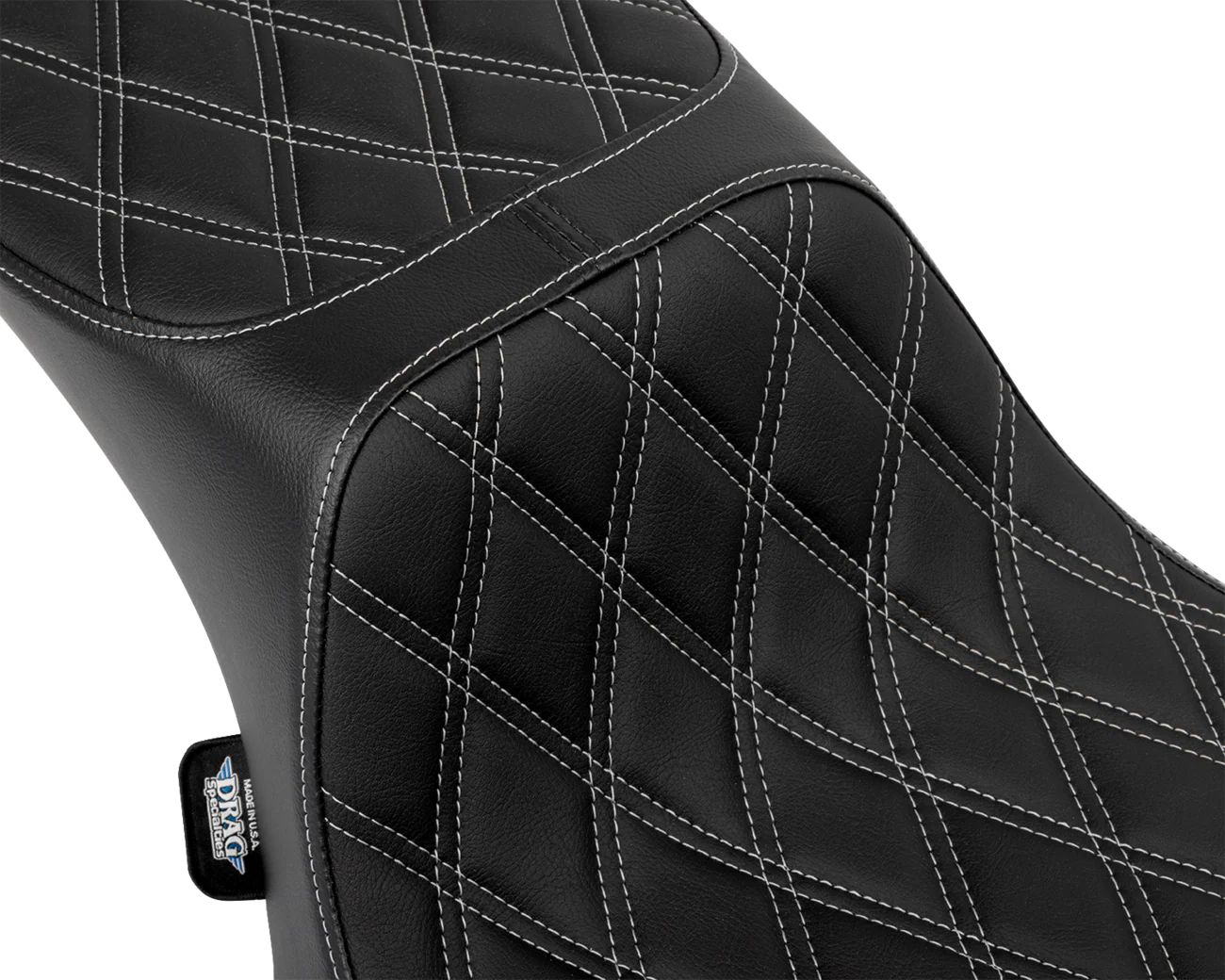 DRAG SPECIALTIES Predator III 2-Up Seat - Extended Reach - Vinyl - Silver Double Diamond Stitch - FLHX/FLTR '23-'24 4691C - Image 2