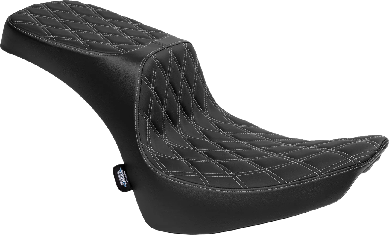 DRAG SPECIALTIES Predator III 2-Up Seat - Vinyl - Double Diamond - Silver Thread - FL '00-'17 4689C