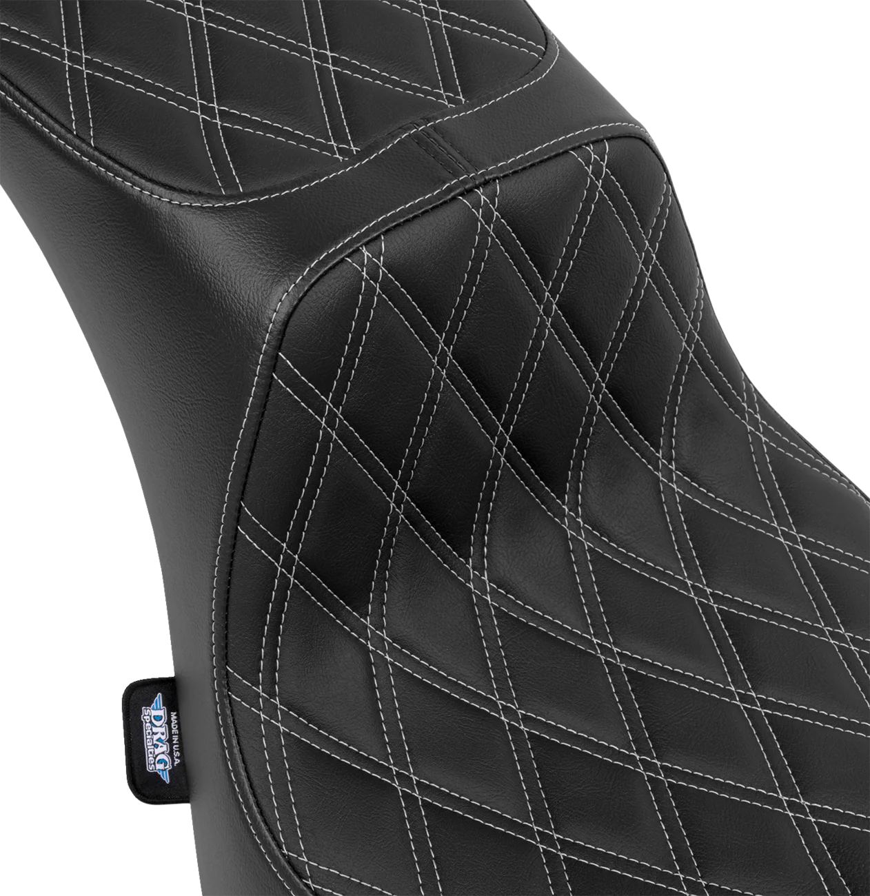 DRAG SPECIALTIES Predator III 2-Up Seat - Vinyl - Double Diamond - Silver Thread - FL '00-'17 4689C - Image 2