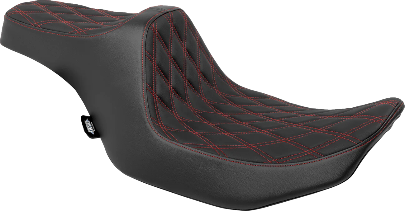 DRAG SPECIALTIES Predator III Seat - Double Diamond - Red Stitched - FLT/FLH '23-'24 4686D