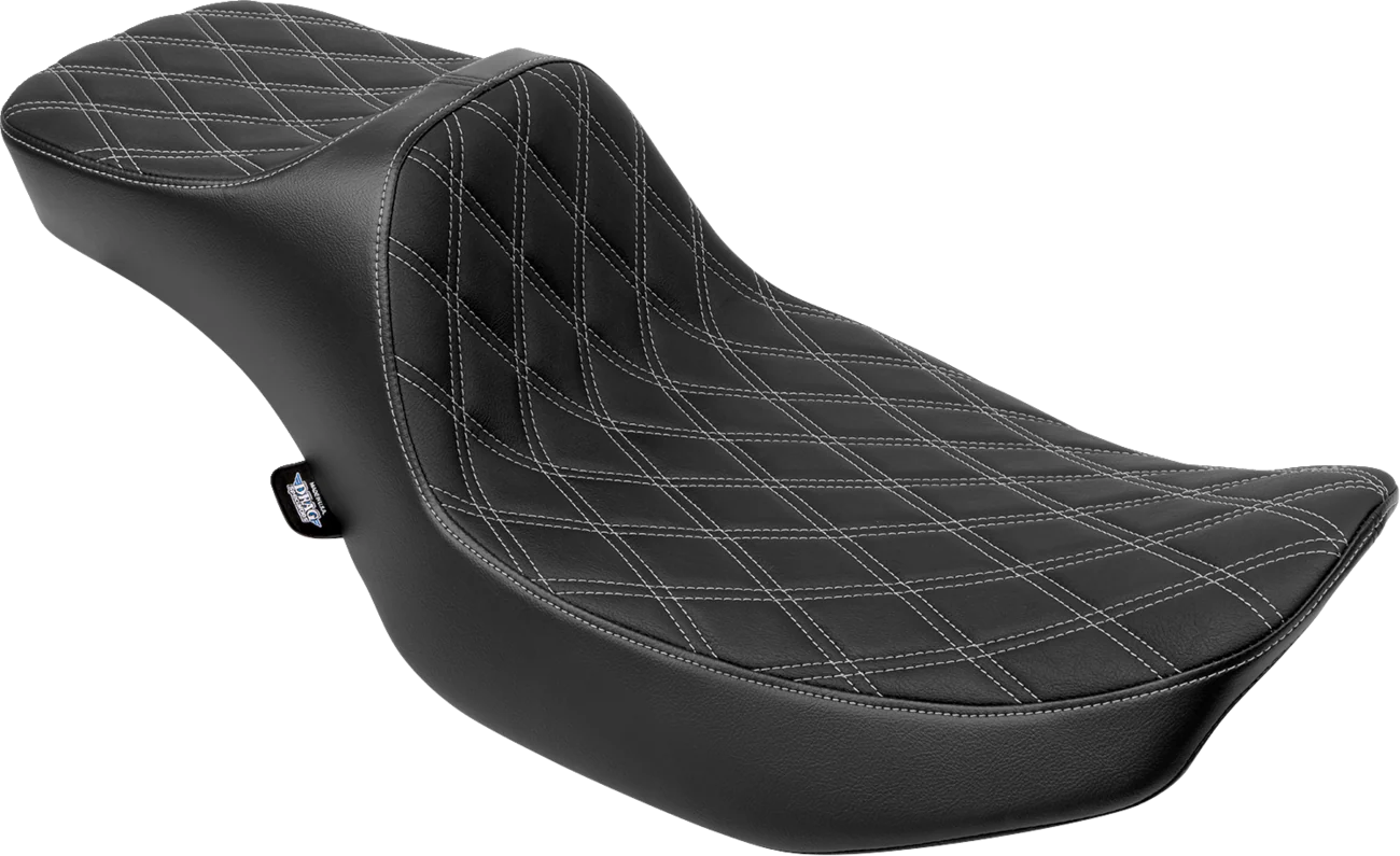 DRAG SPECIALTIES SEATS Extended Reach Predator III Seat - Double Diamond - Silver Stitching - Vinyl - FLH/FLT '23-'24 4705C