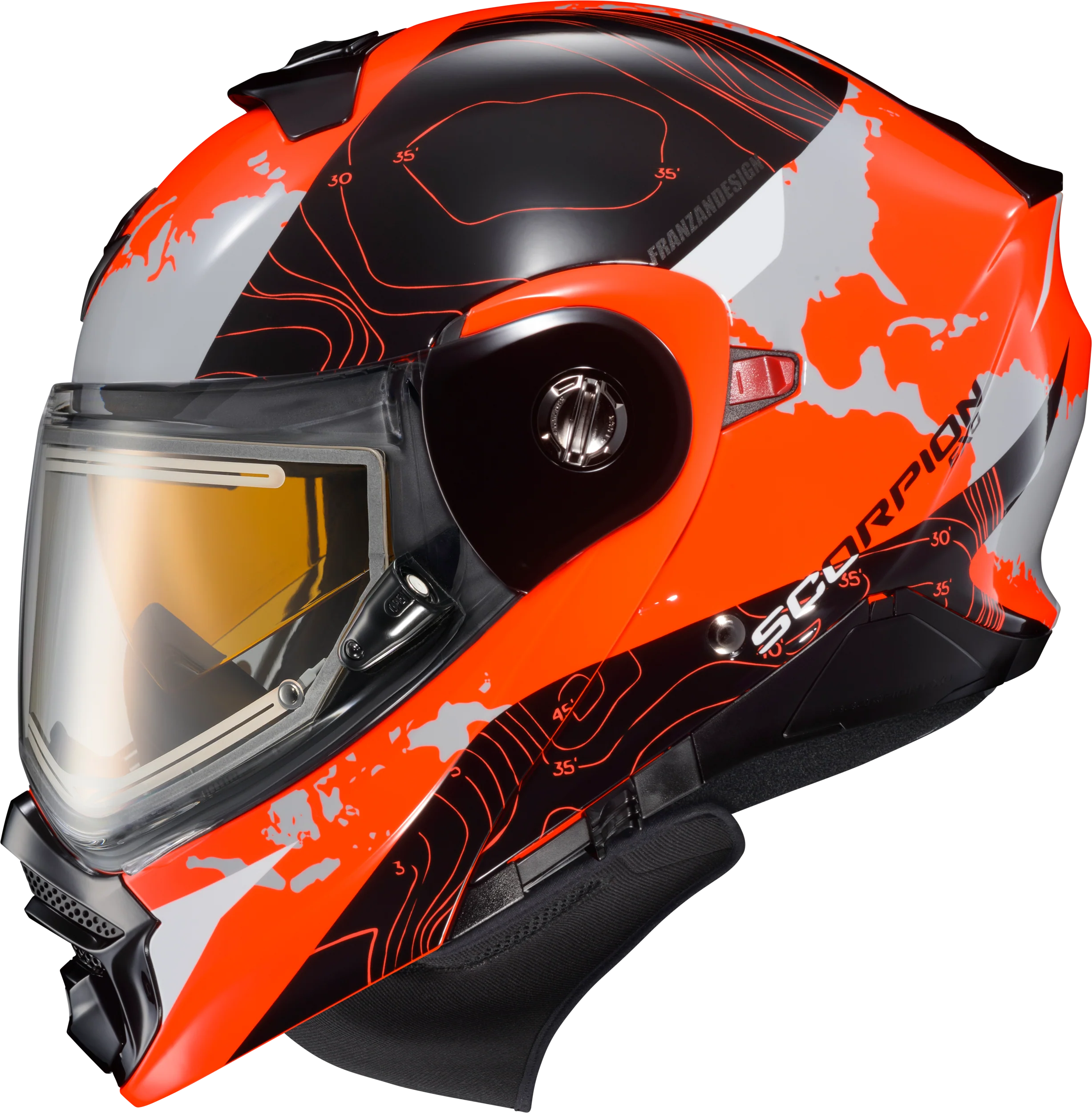 Exo At960 Cold Weather Helmet Topographic Hi Viz Org Md Elec - Image 2