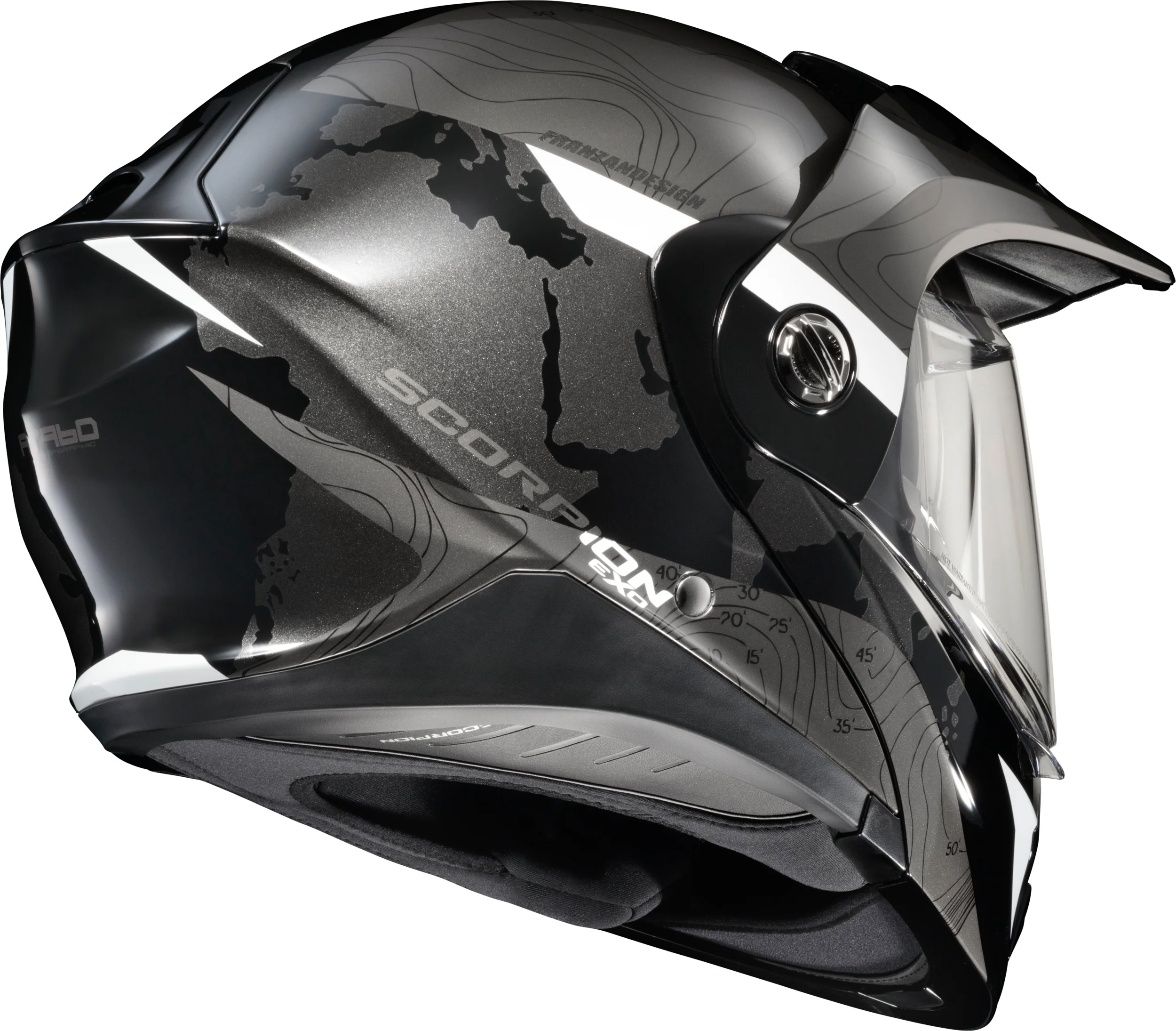 Scorpion - Exo At960 Modular Helmet Topographic Black/White Md - Image 7