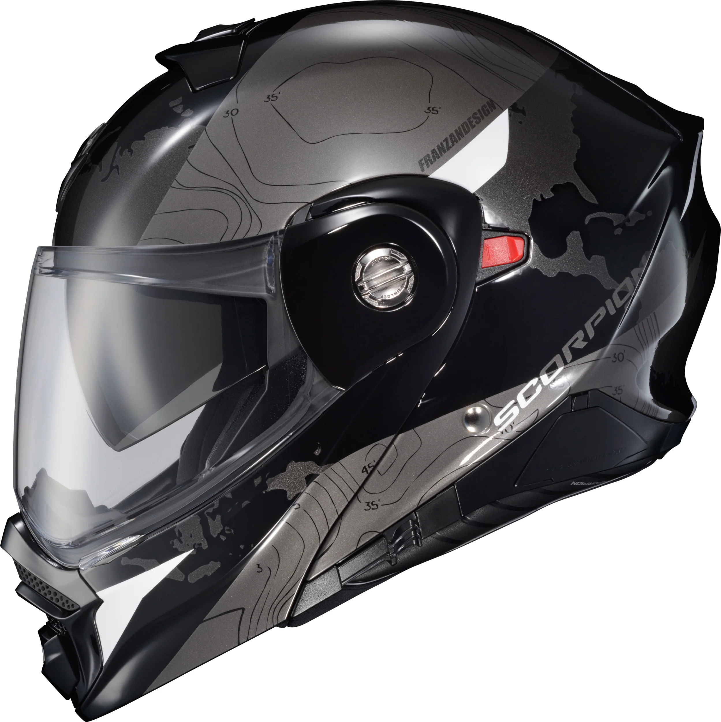 Scorpion - Exo At960 Modular Helmet Topographic Black/White Sm - Image 2