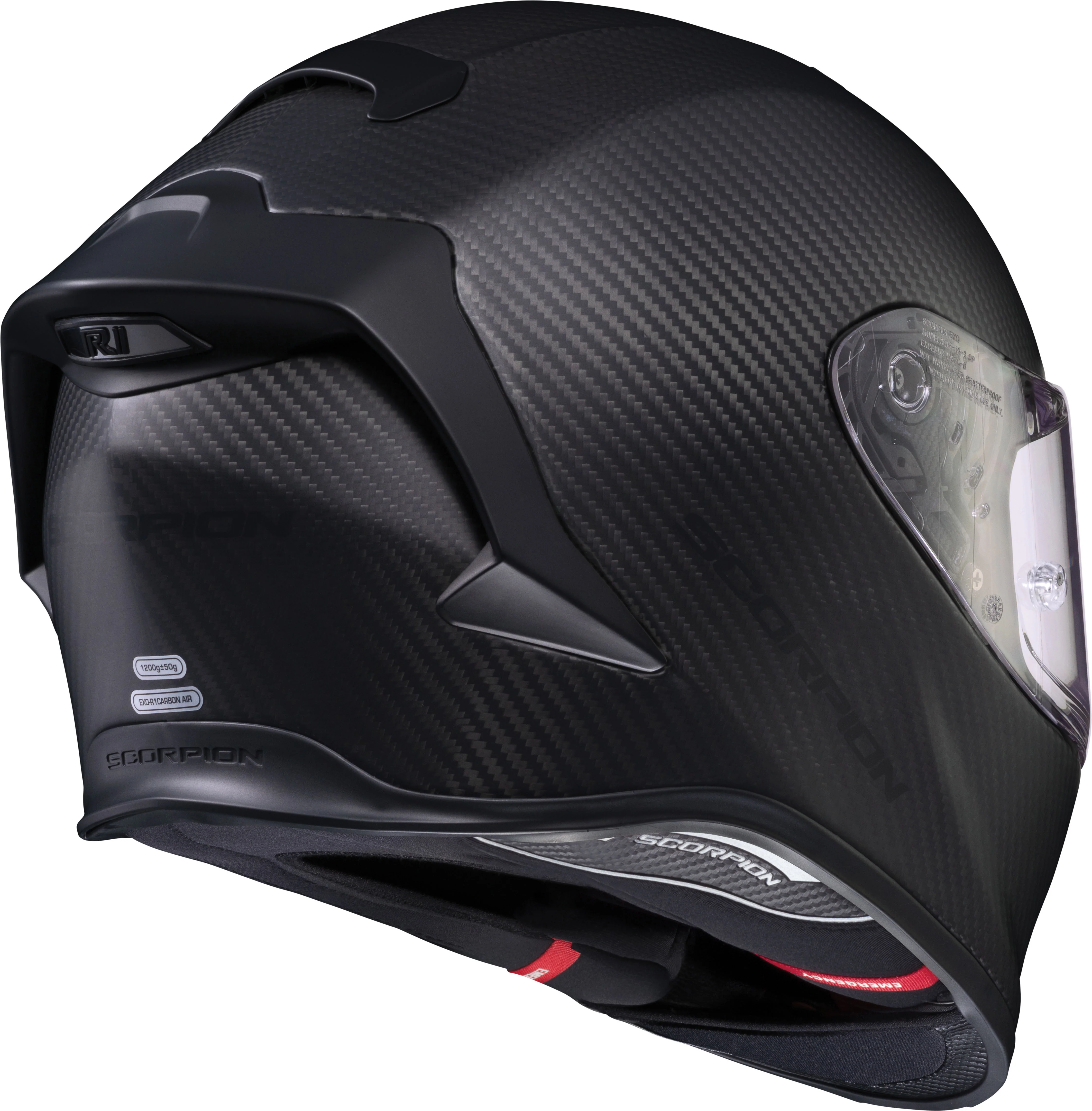 Scorpion - Exo R1 Air Full Face Helmet Carbon Matte Black Xs - Image 2