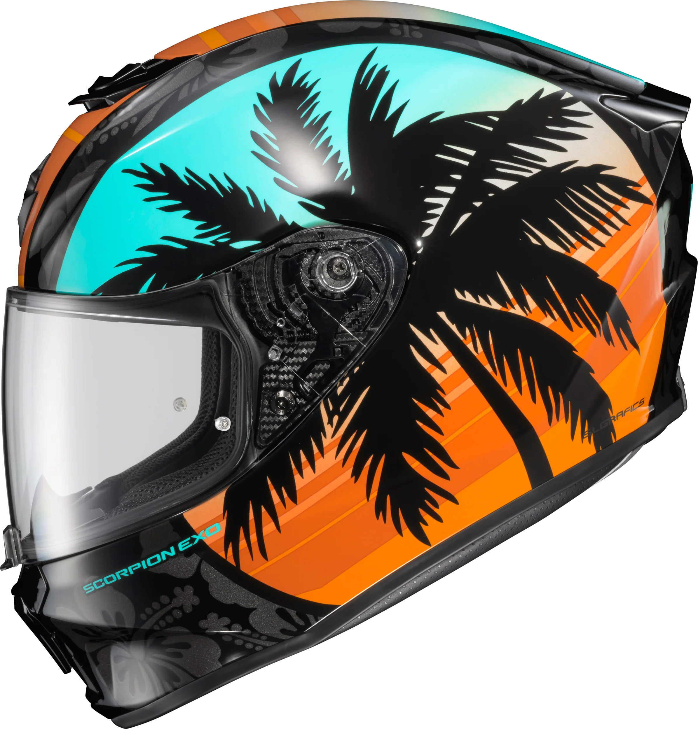 Scorpion - Exo R330 Full Face Helmet Tubbs Light Blue/Orange Xl