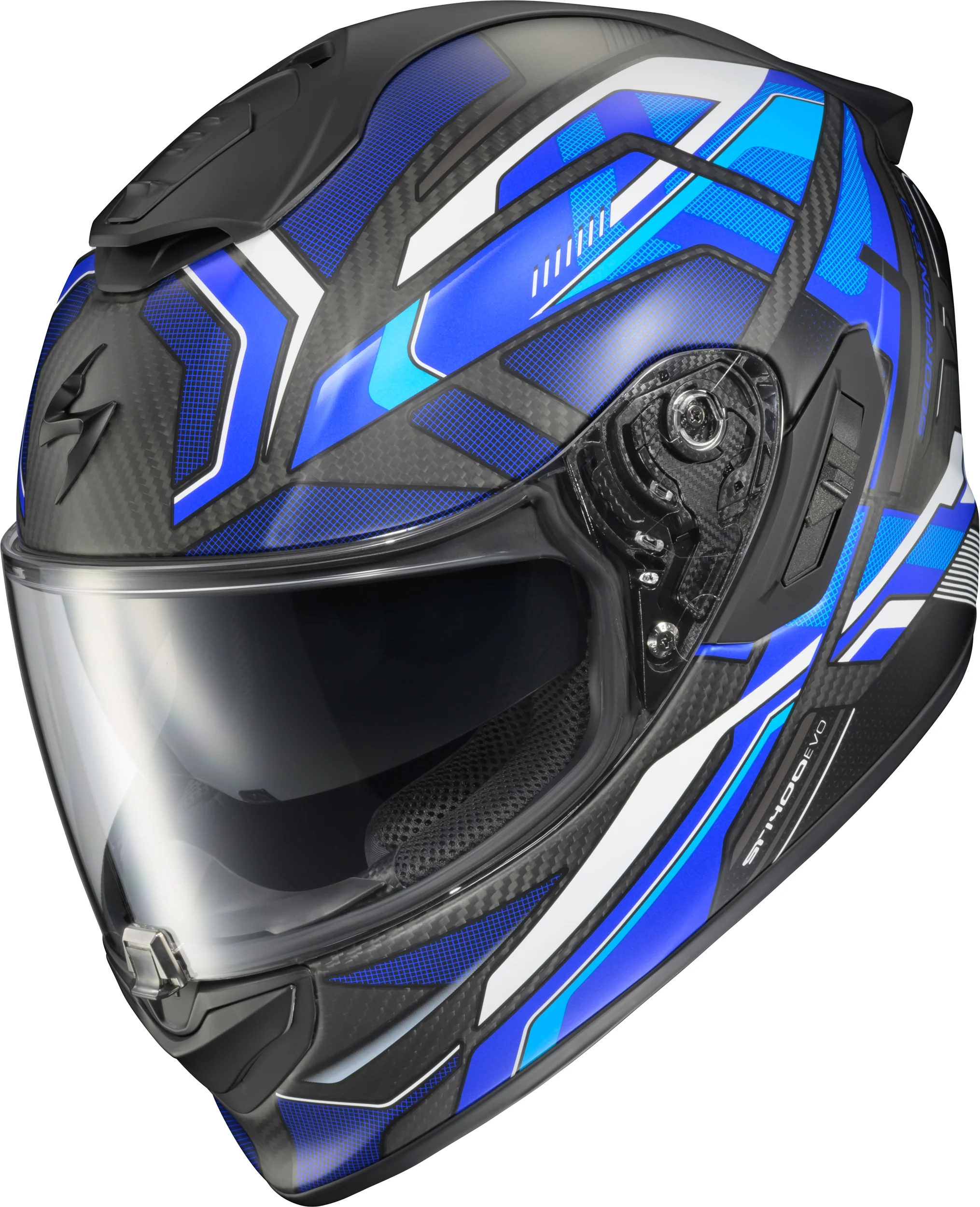 Scorpion - Exo St1400 Evo Carbon Helmet Hex Matte Blue Md - Image 2