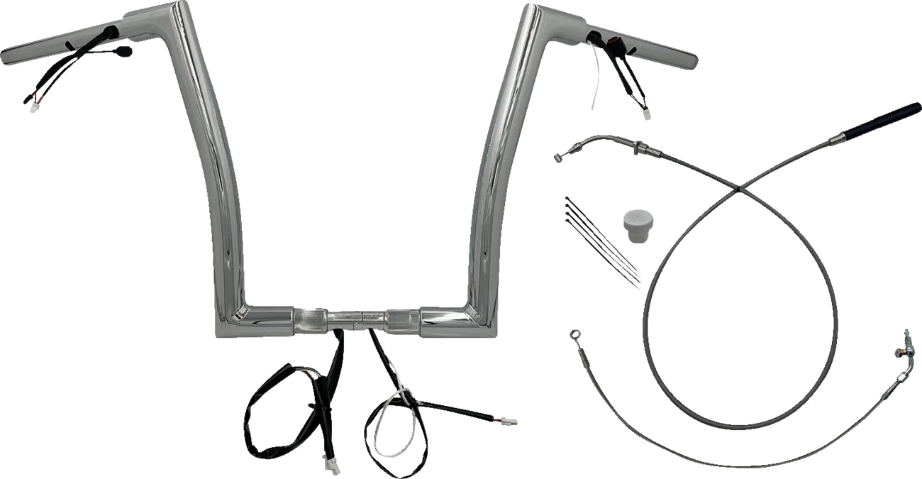 FAT BAGGERS INC. 1-1/2" EZ Install Flat Top Handlebar - 14" - Chrome 649914
