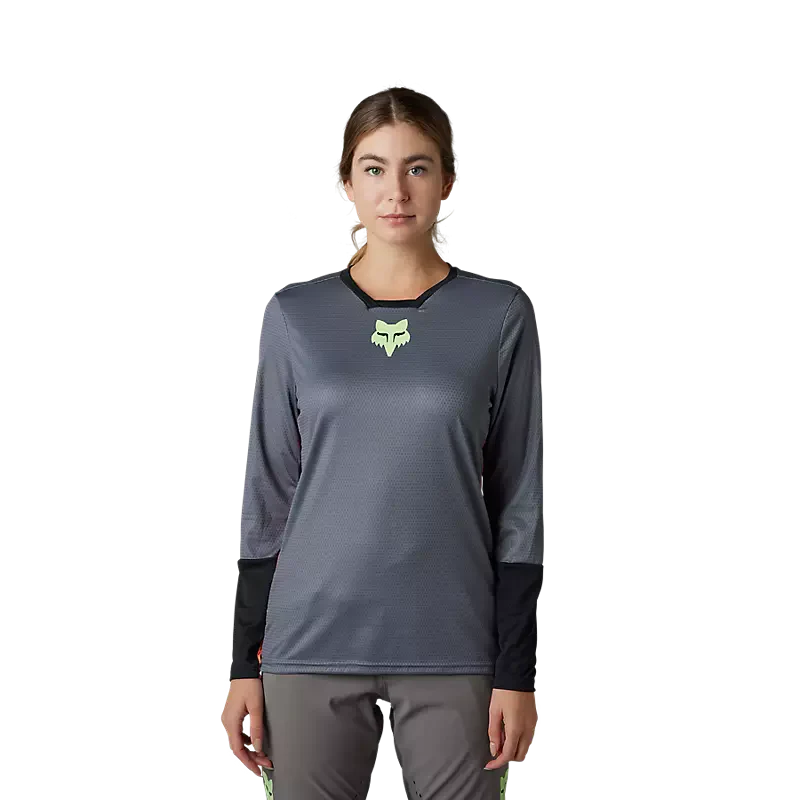 Fox Racing - Womens Defend Race Long Sleeve Jersey - Pewter Grey - S - Image 2