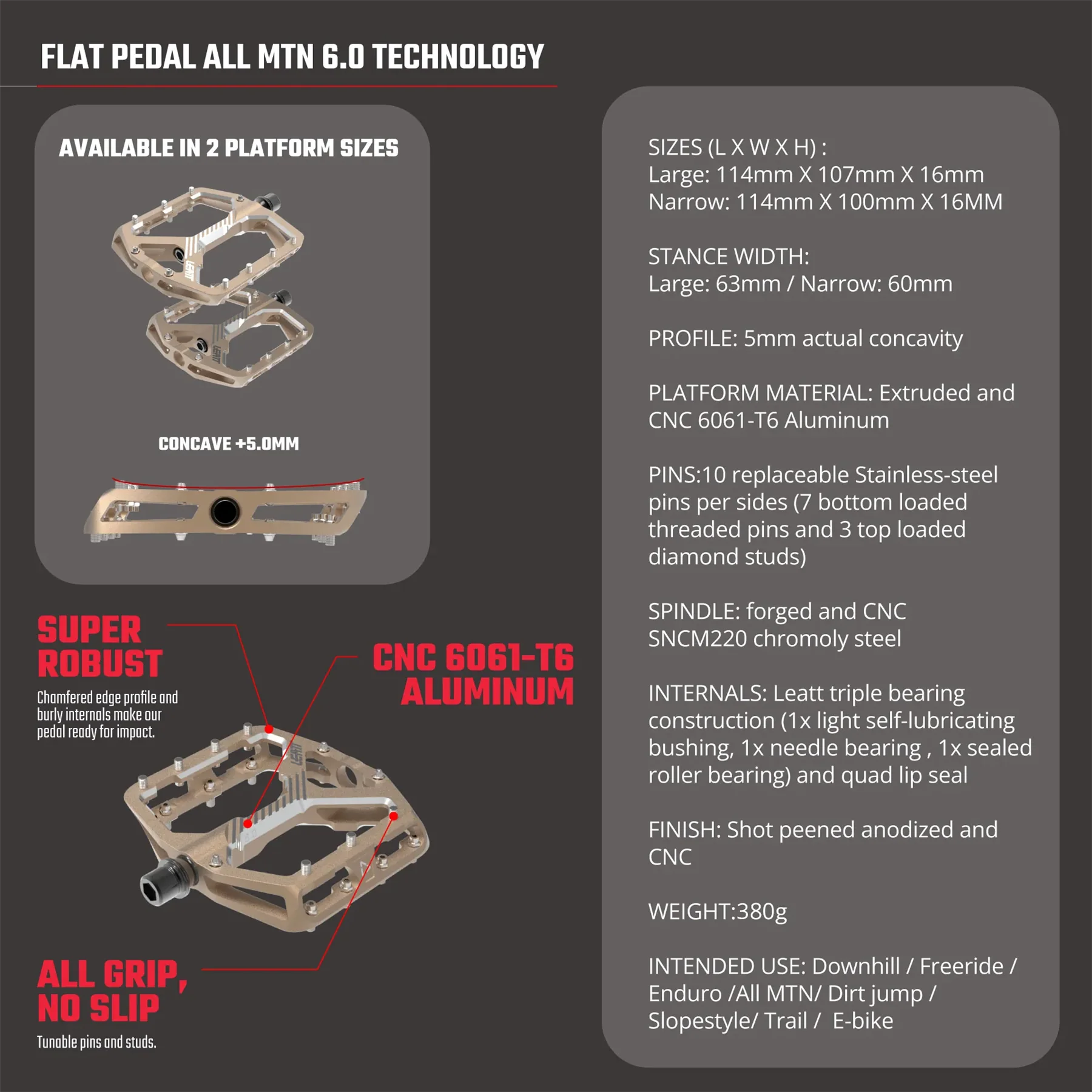 Leatt Pedals AllMtn 6.0 Flat Narrow 114x100mm Black - Image 6