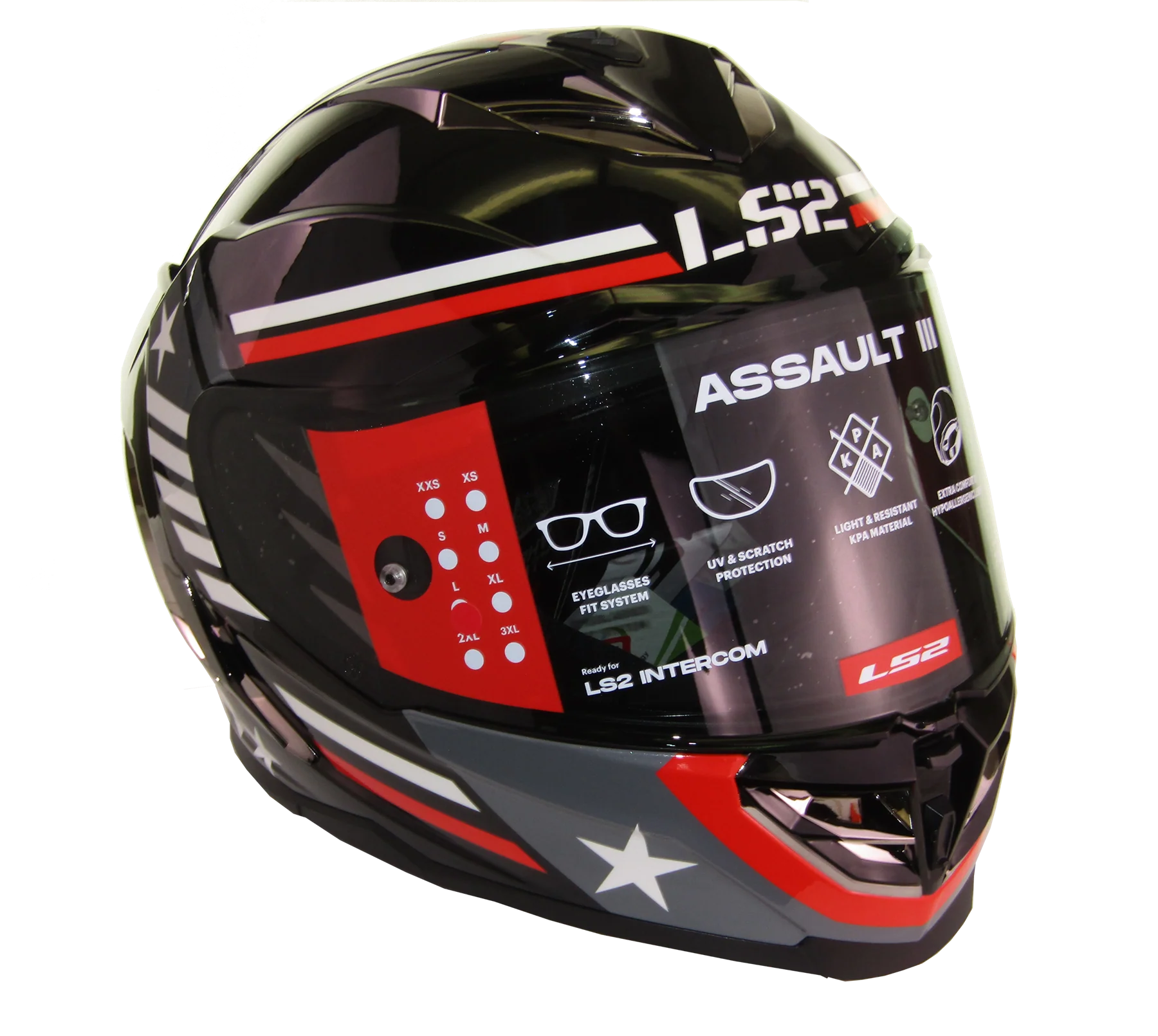 LS2 Assault III Zone Gloss Black Gray Red LG