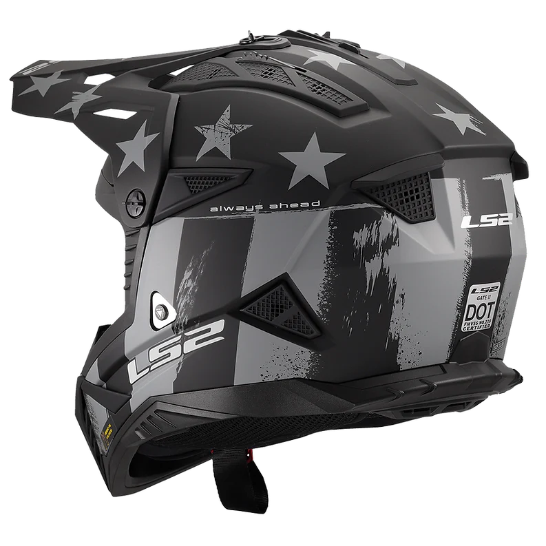 LS2 - Gate II Battle Scar Moto Helmet Matte Gray Tonal Black - Image 3