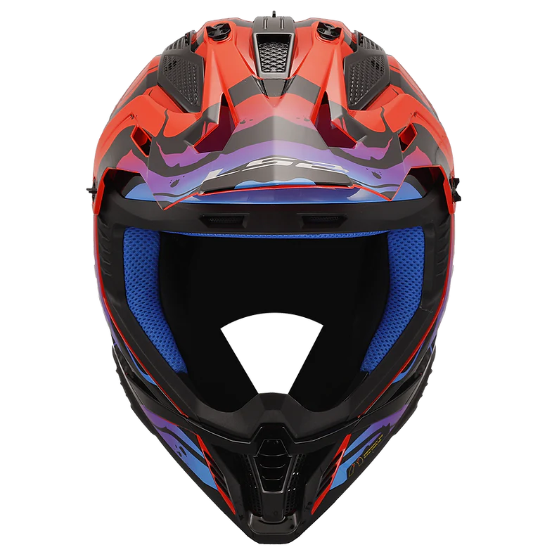 LS2 - Gate II Wash Motocross Helmet - Gloss Red/Blue/Purple - Image 3