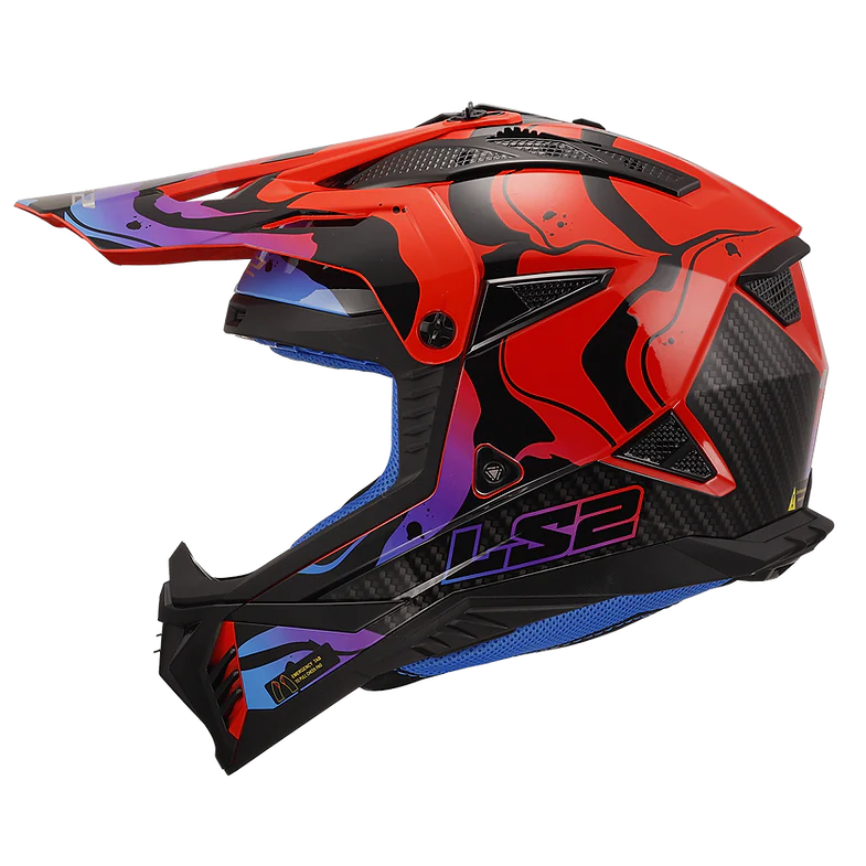 LS2 - Gate II Wash Motocross Helmet - Gloss Red/Blue/Purple - Image 4