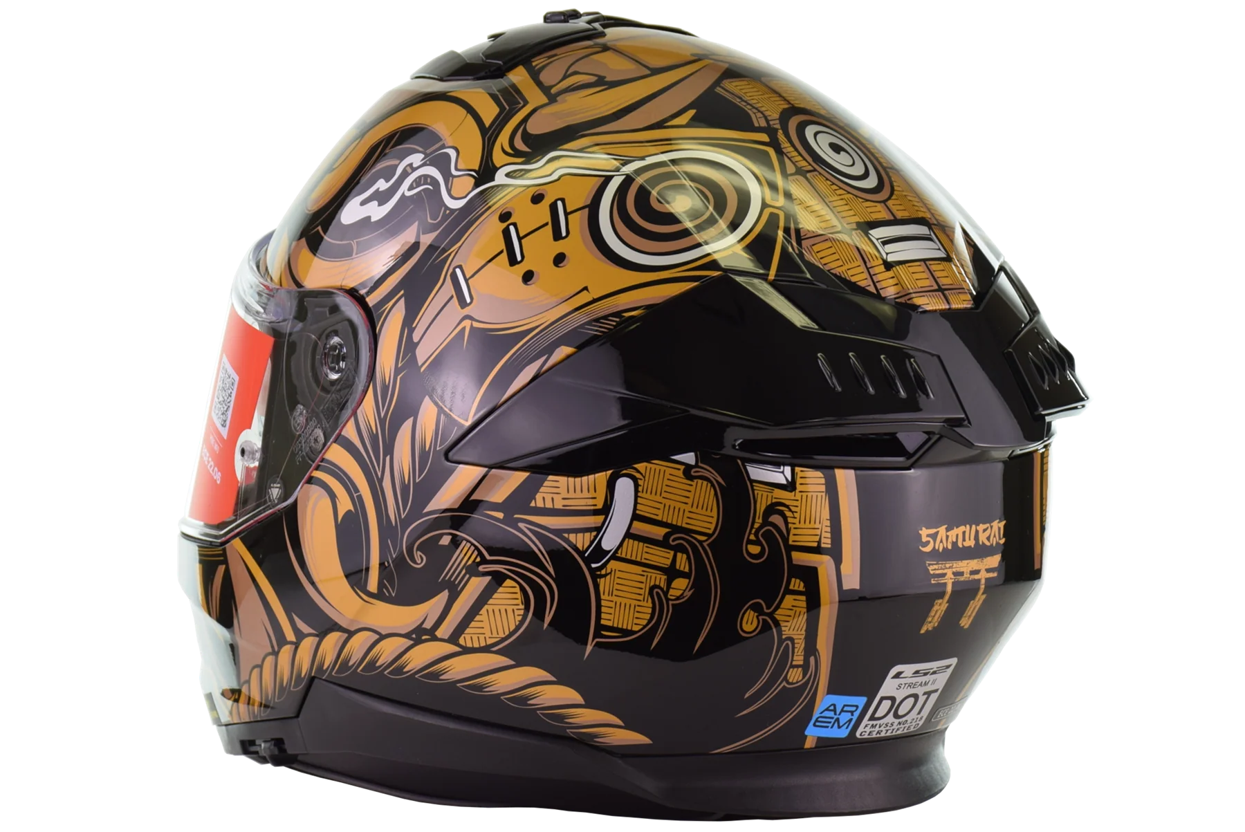 LS2 - Stream II Full Face Helmet - Samurai Gloss Black Gold - Image 11