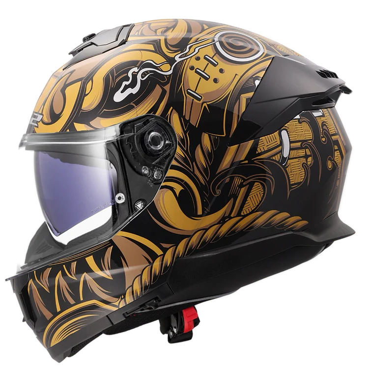 LS2 - Stream II Full Face Helmet - Samurai Gloss Black Gold - Image 3