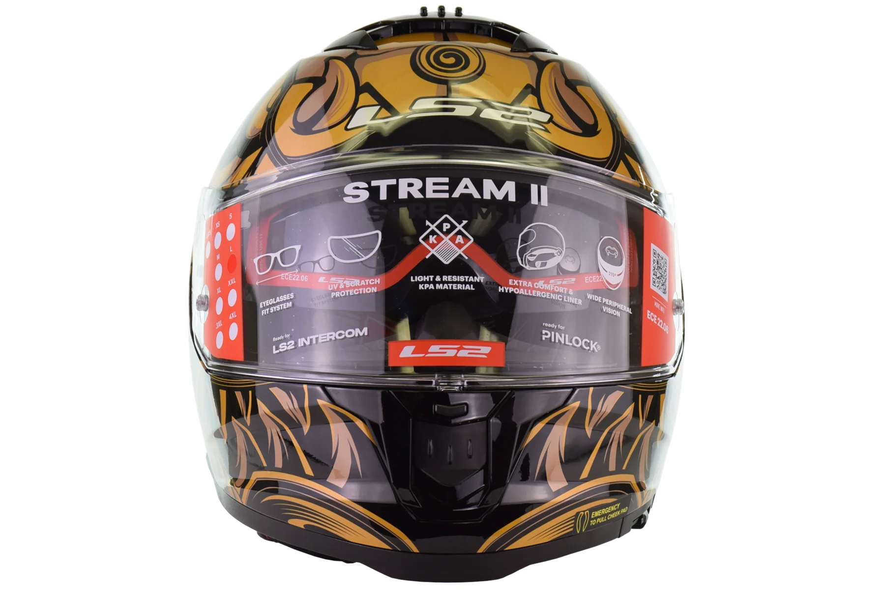 LS2 - Stream II Full Face Helmet - Samurai Gloss Black Gold - Image 5