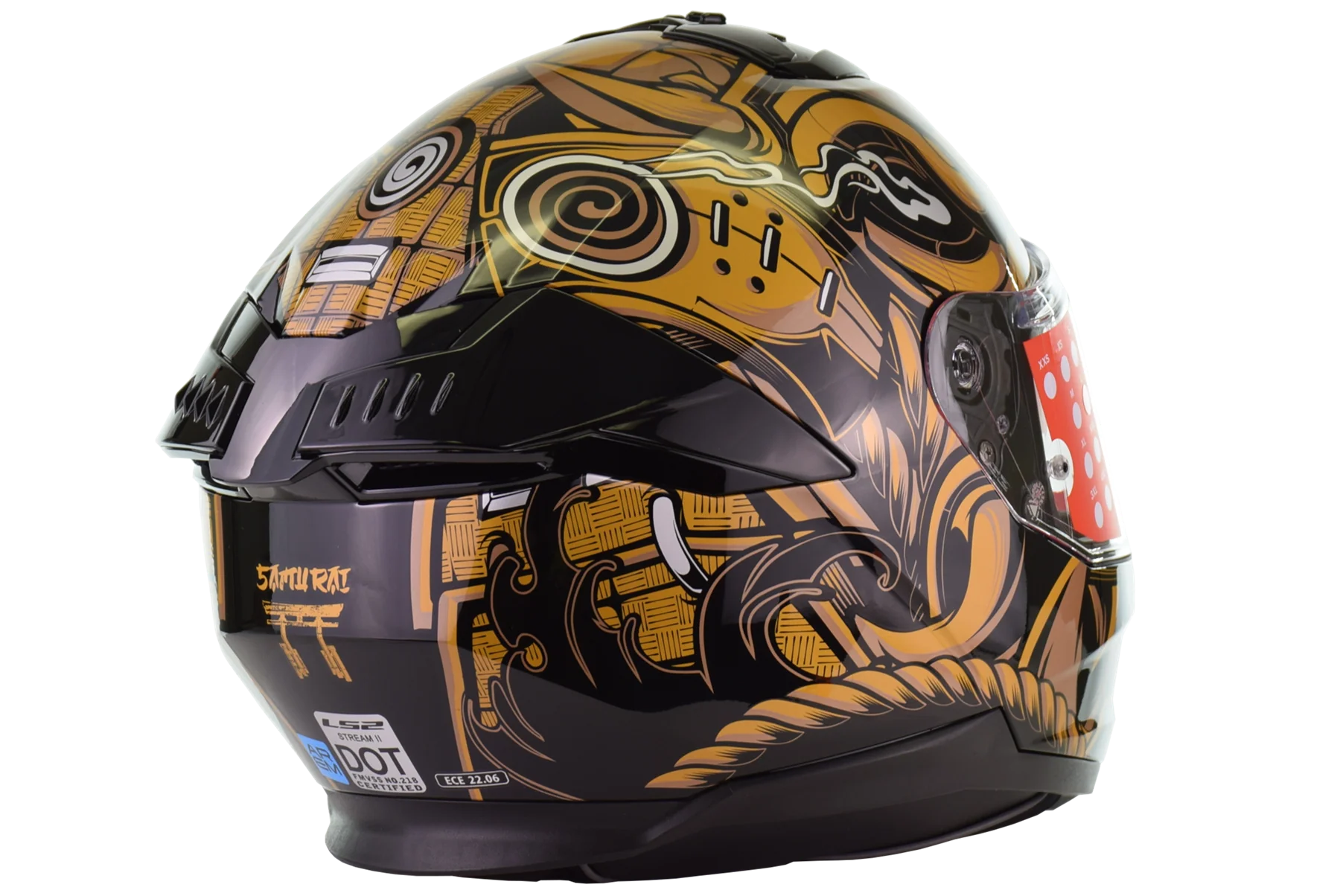 LS2 - Stream II Full Face Helmet - Samurai Gloss Black Gold - Image 8