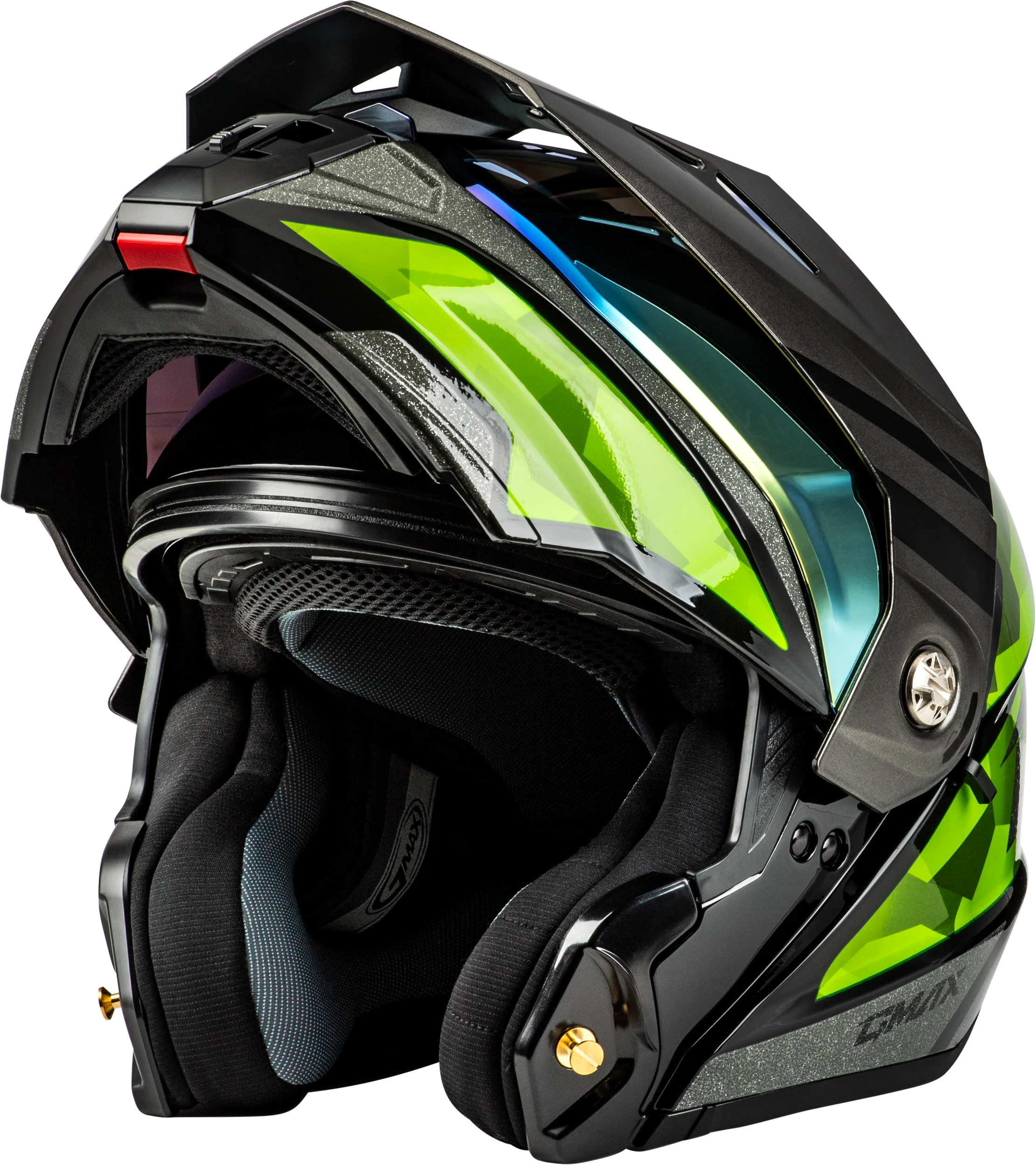 Md 74 Striker Modular Helmet W Gld Shld Blk/Slvr/Grn Mtlc Lg - Image 5
