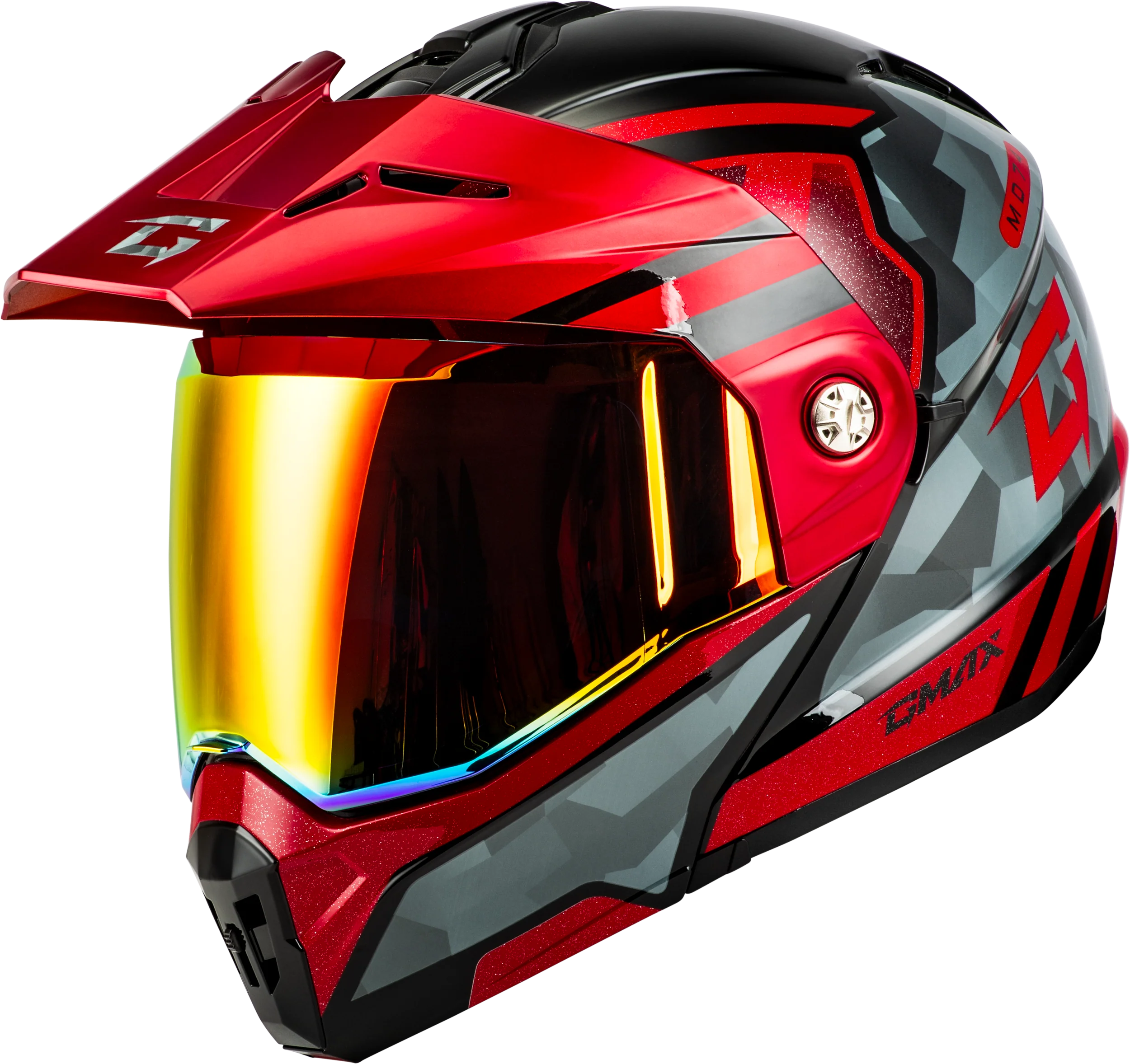 Md 74 Striker Modular Helmet W Red Shield Blk/Gry/Rd Mtlc Md
