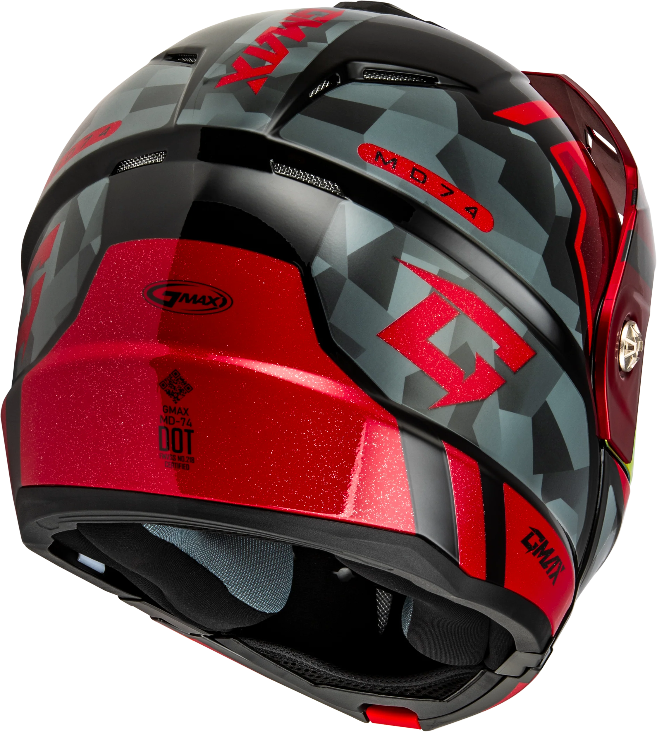 Md 74 Striker Modular Helmet W Red Shield Blk/Gry/Rd Mtlc Xl - Image 4