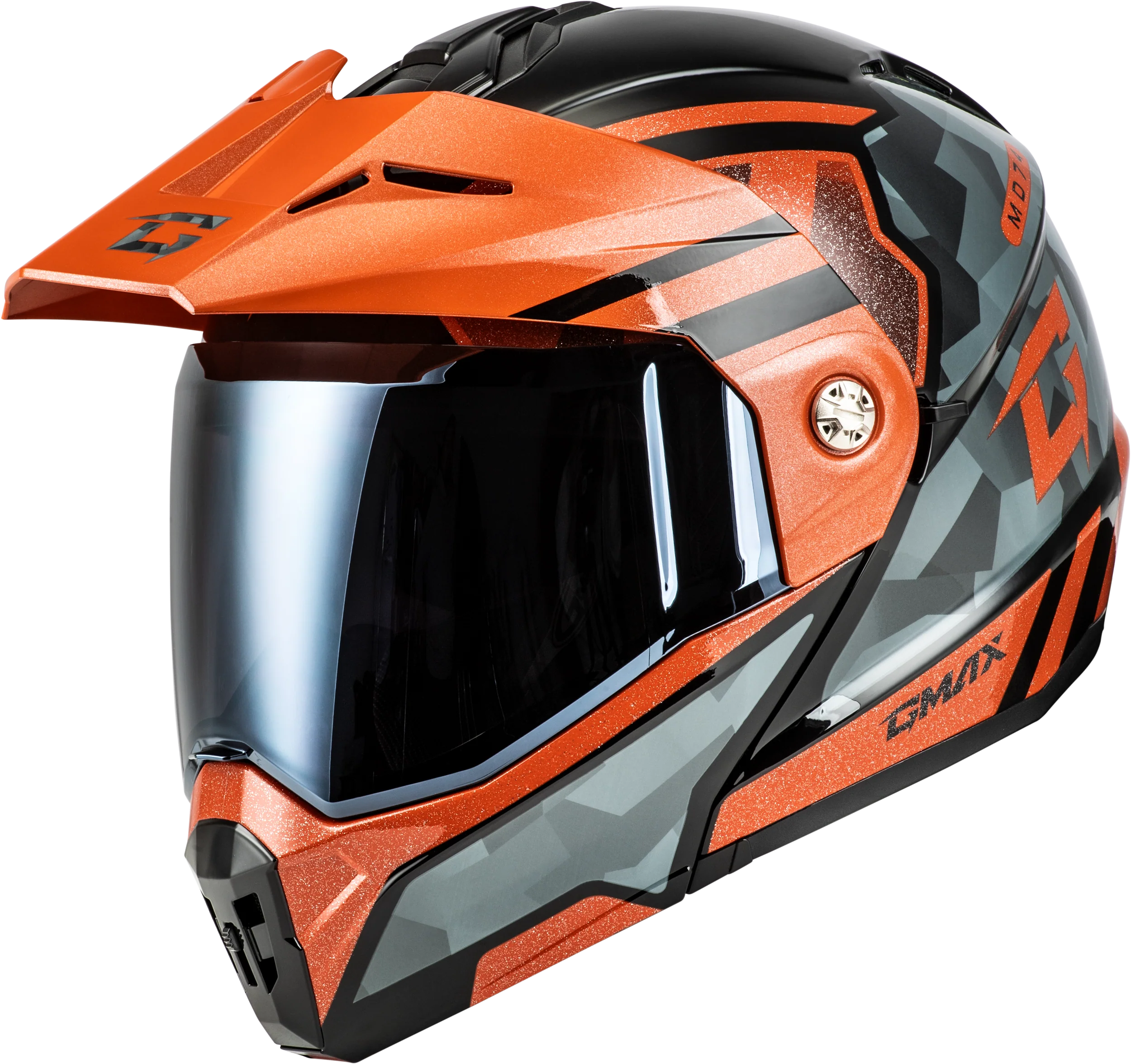 Md 74 Striker Modular Helmet W Smk Shield Blk/Gry/Or Mtlc Xl