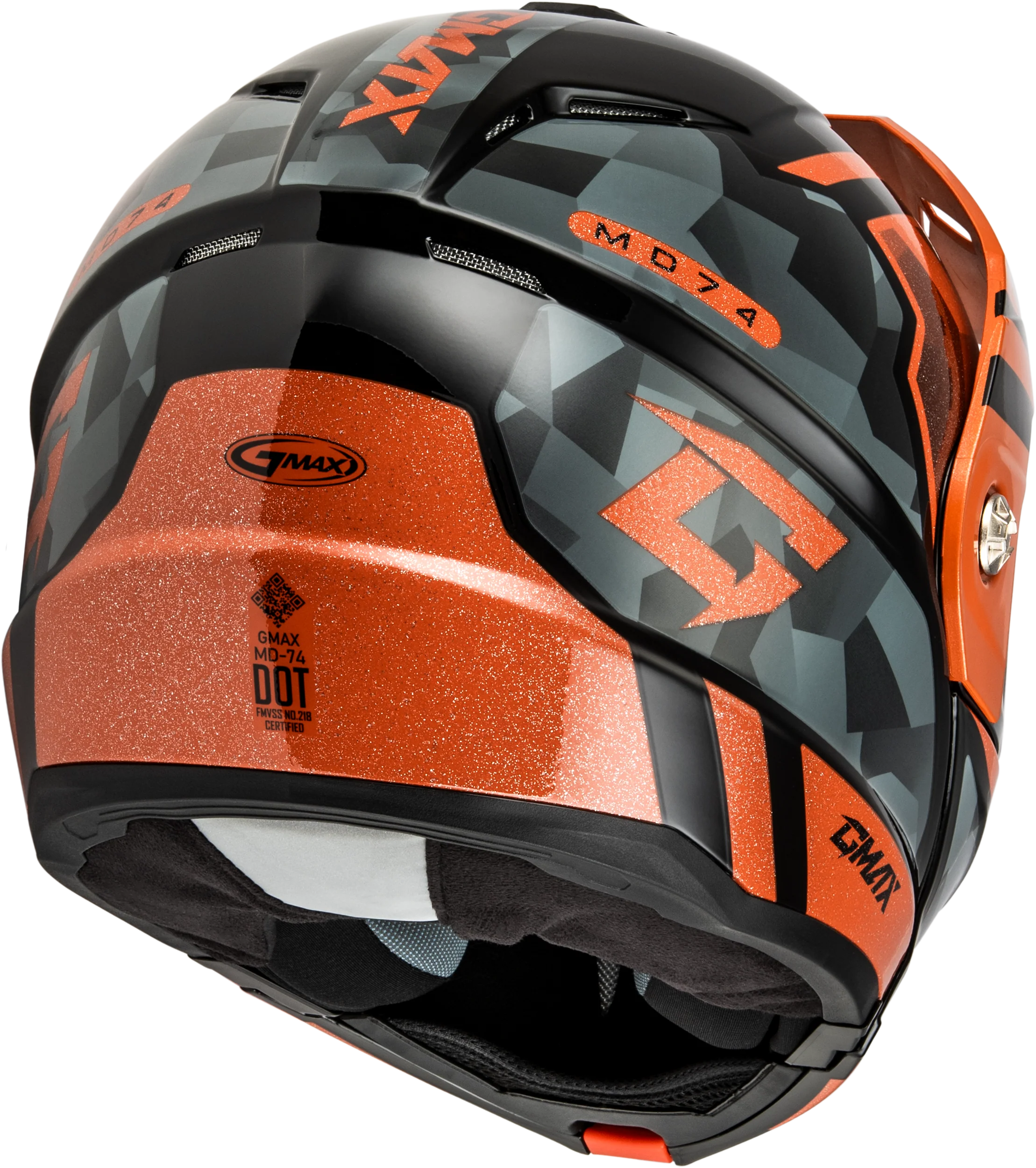 Md 74 Striker Modular Helmet W Smk Shield Blk/Gry/Or Mtlc Xl - Image 4
