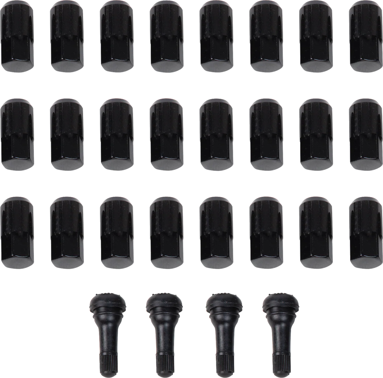 MOOSE OFFROAD Lug Nuts with Valve Stems - 12 mm x 1.50 - Black - Tapered - 24 Pack SP300MO207B-24