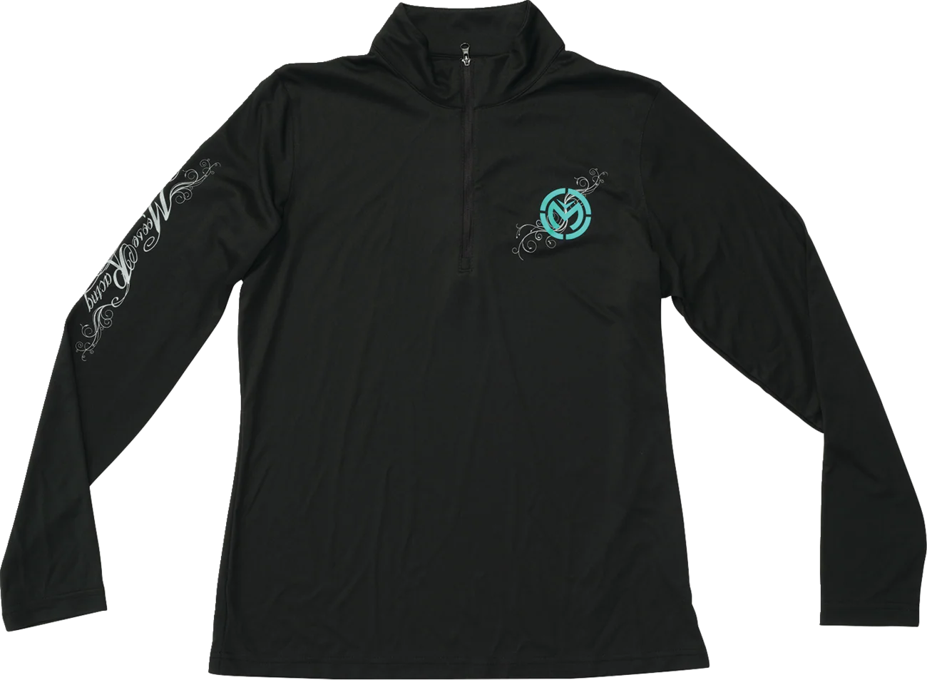 MOOSE OFFROAD Women's Flourish Script Quarter Zip Pullover - Black - XL 3051-1234