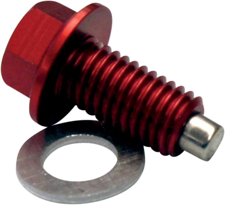 MOOSE RACING Magnetic Drain Plug - Red - Kawasaki DP120