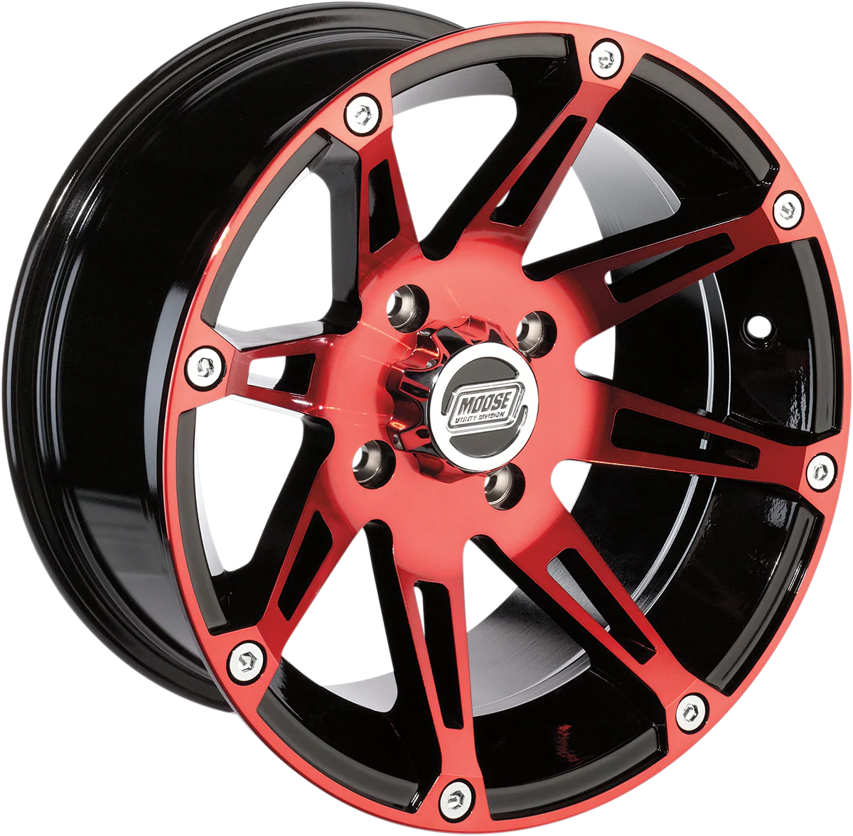 MOOSE UTILITY Wheel - 387X - Front - Anodized Red/Black - 14x7 - 4/136 - 4+3 387MO147136BWR4