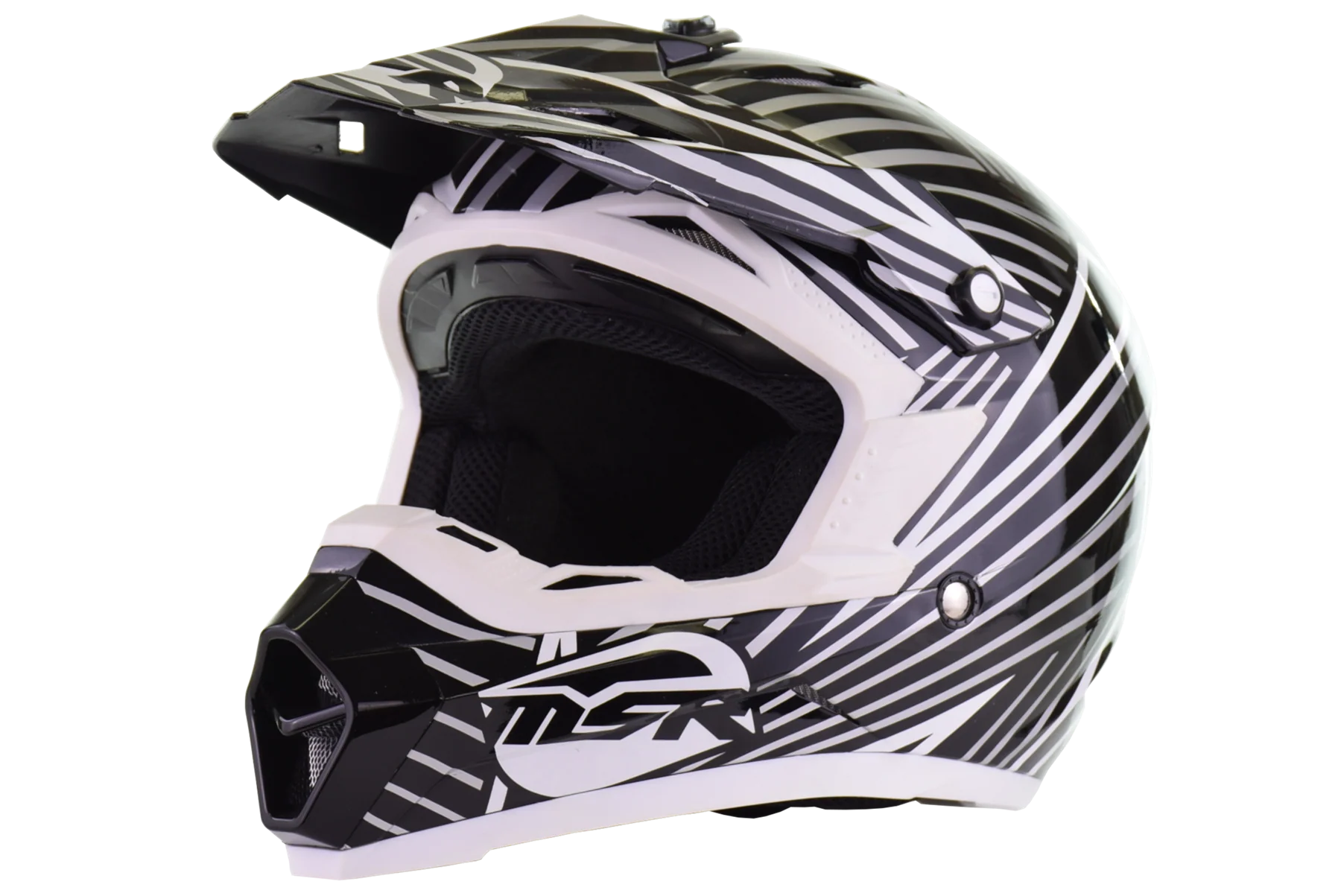 MSR - Assault motocross Helmet - Gloss Black/ White - Youth Medium (open box) - Image 2